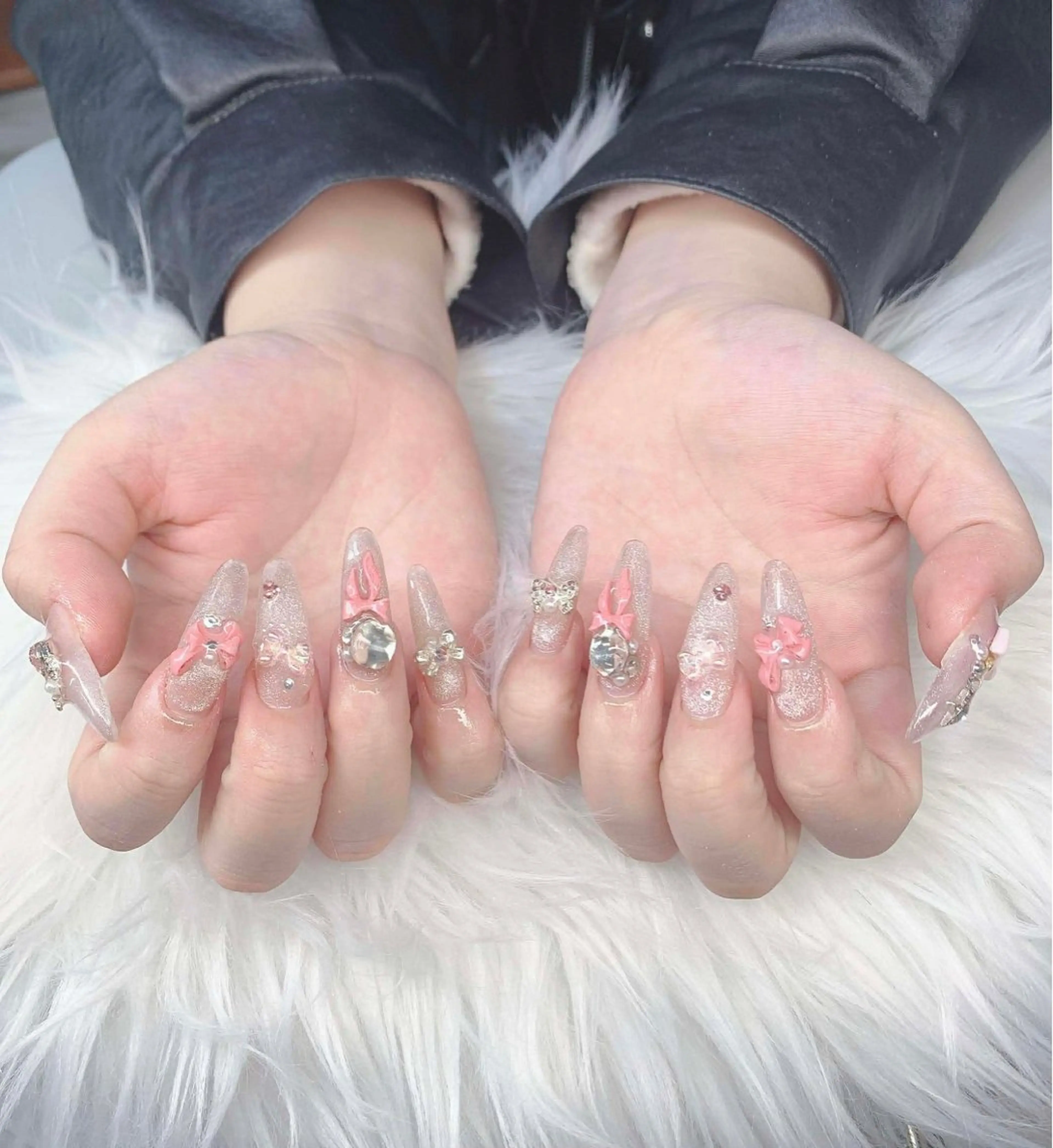 ネイル チークネイル 長さ出し ジェルネイル 韓国ネイル マグネットネイル ハンドネイル アン ナのネイルデザイン