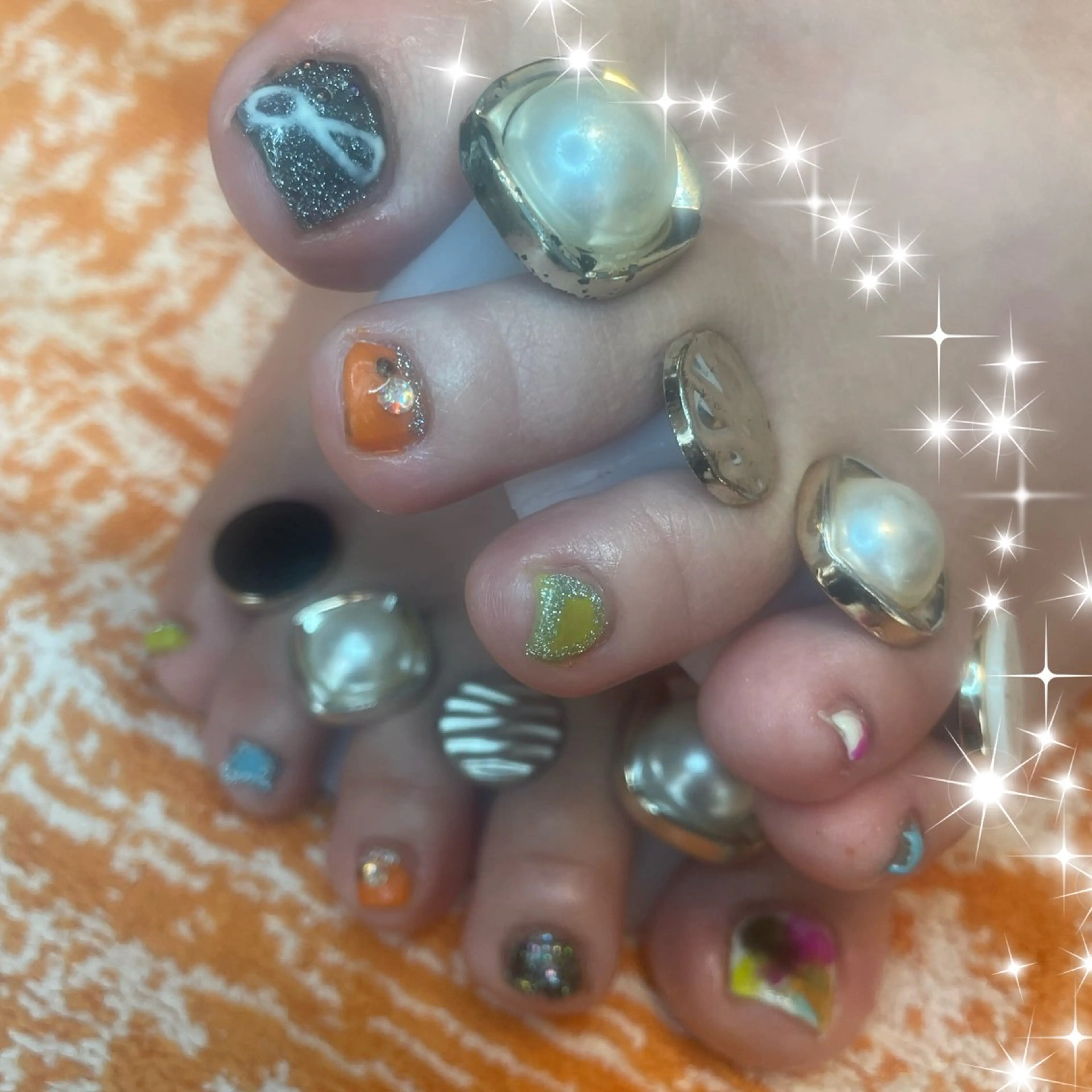 ネイル アートネイル ブルー フラッシュネイル フットネイル ジェルネイル NAIL★M 真紀のネイルデザイン