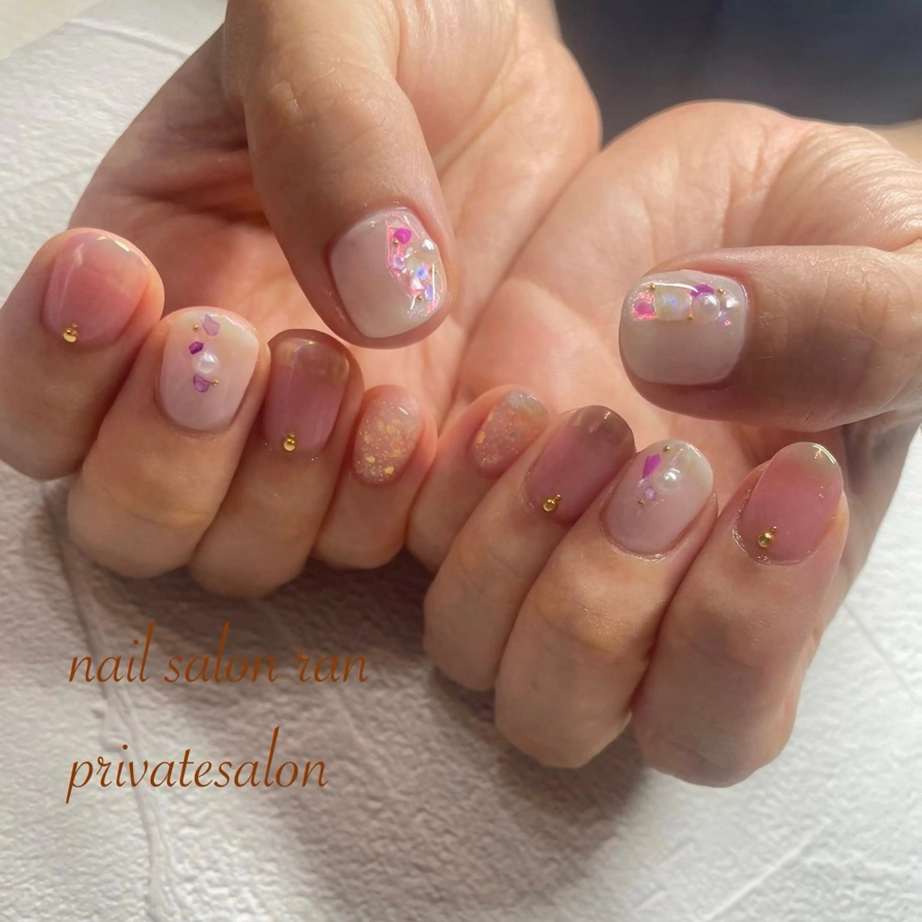 ネイル フレンチネイル ピンク ハンドネイル ハンドケア nailsalon ranのネイルデザイン