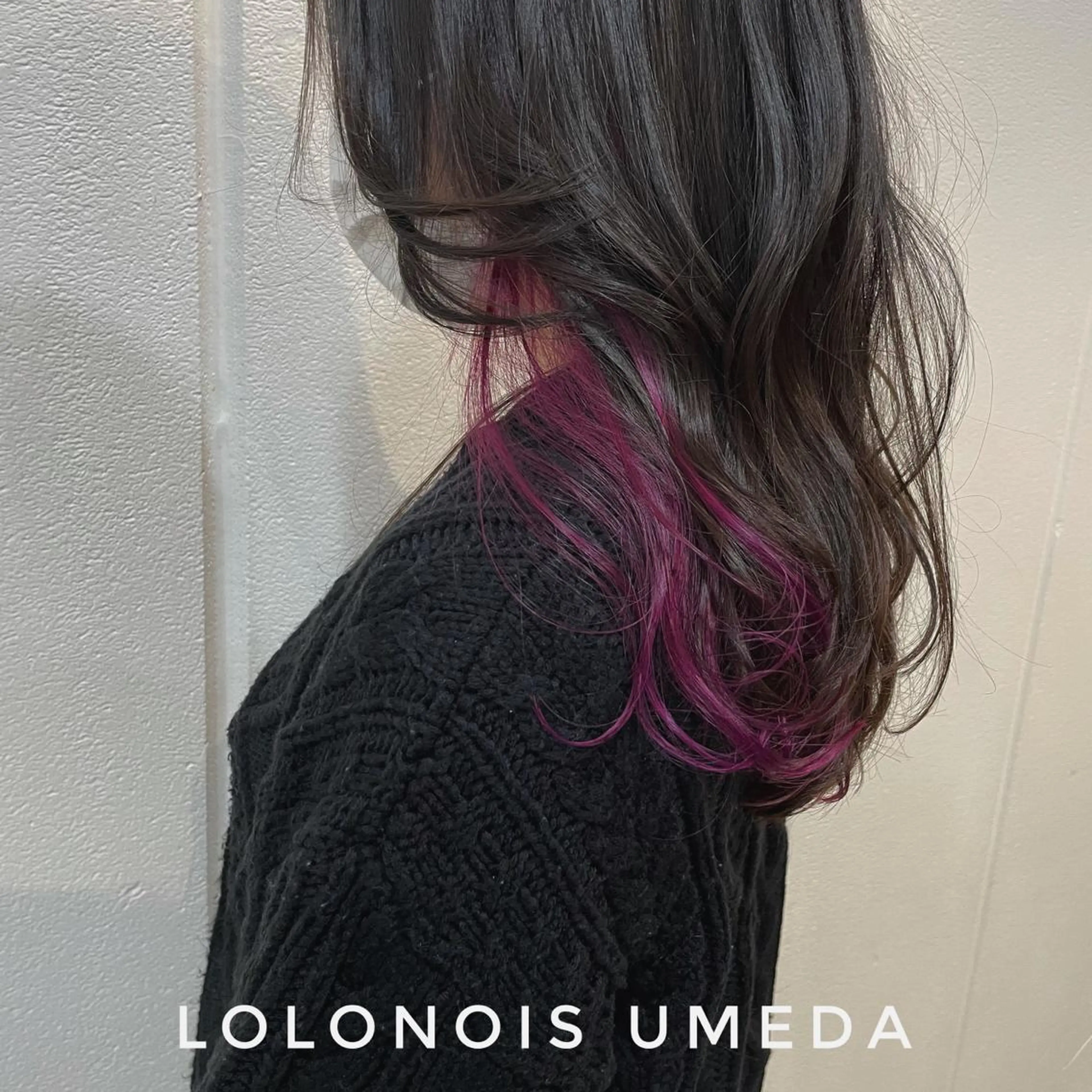 ロング カラー インナーカラー ピンクカラー バイオレットカラー Lolonois梅田 /Okazaki:)のヘアスタイル