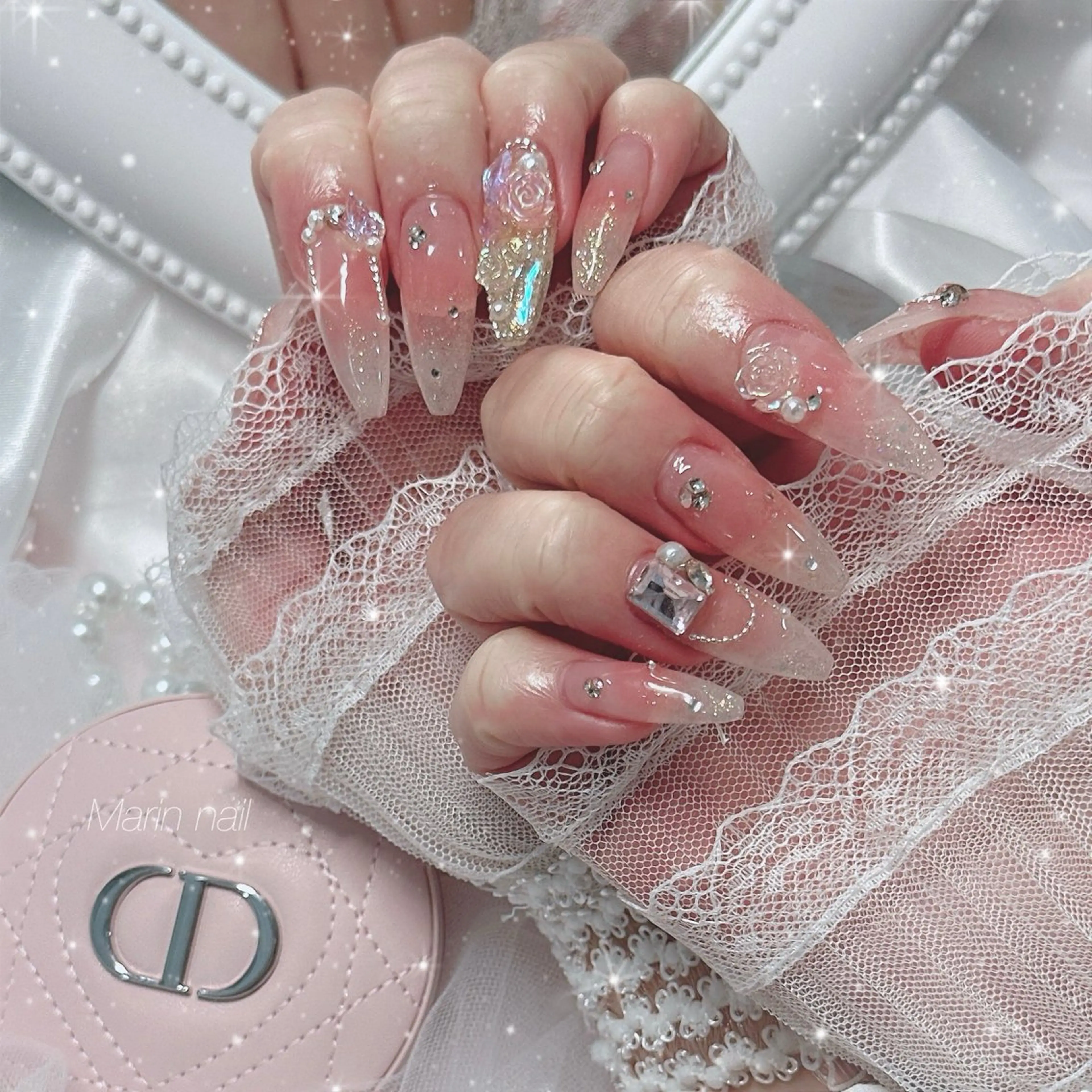 ネイル オーロラネイル チークネイル 春ネイル ハンドネイル Marin nailのネイルデザイン