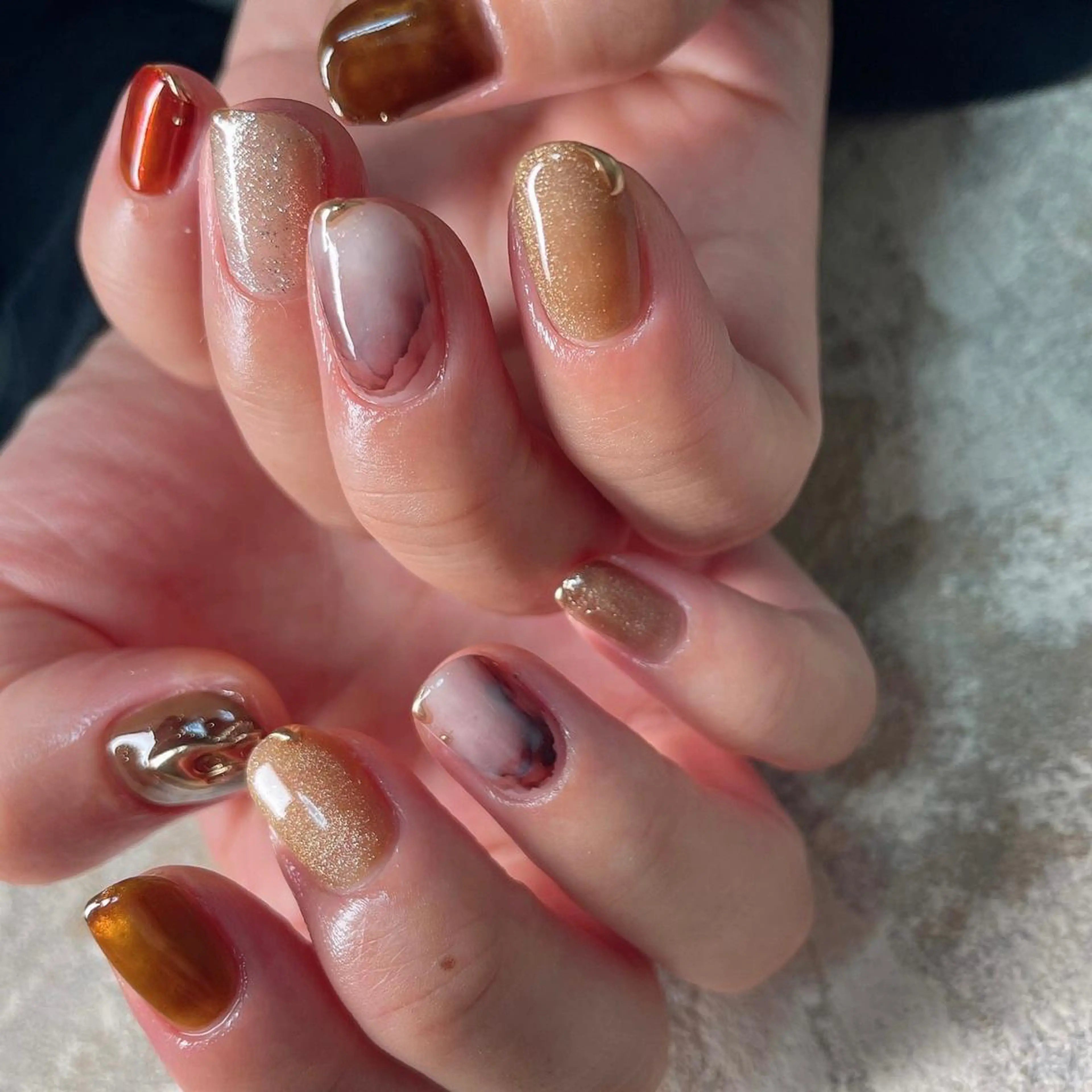 ネイル ブラウン ハンドネイル lilbondir. chiharuのネイルデザイン