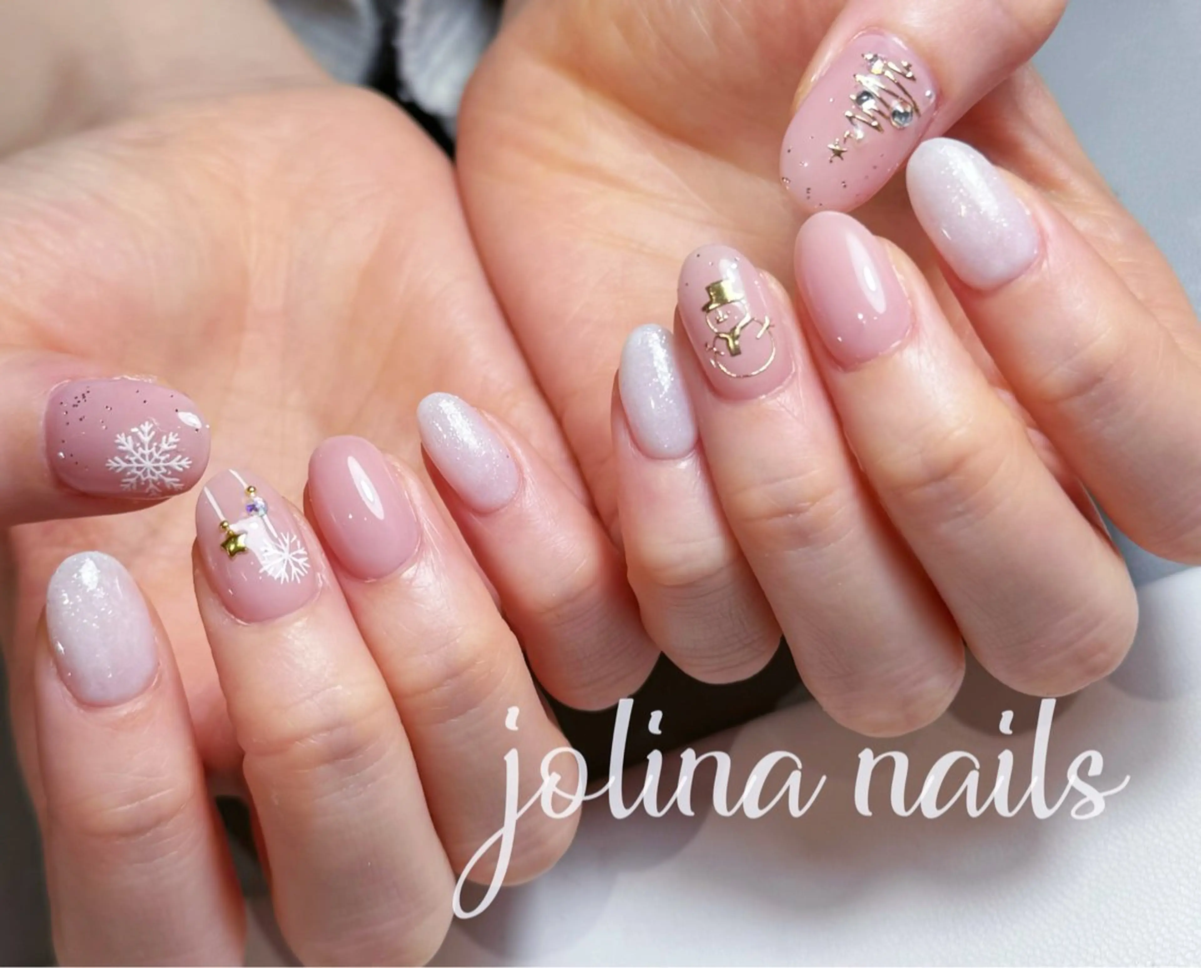 ネイル 持ち込み 冬ネイル クリスマス ハンドネイル jolina nails鶴見店のネイルデザイン