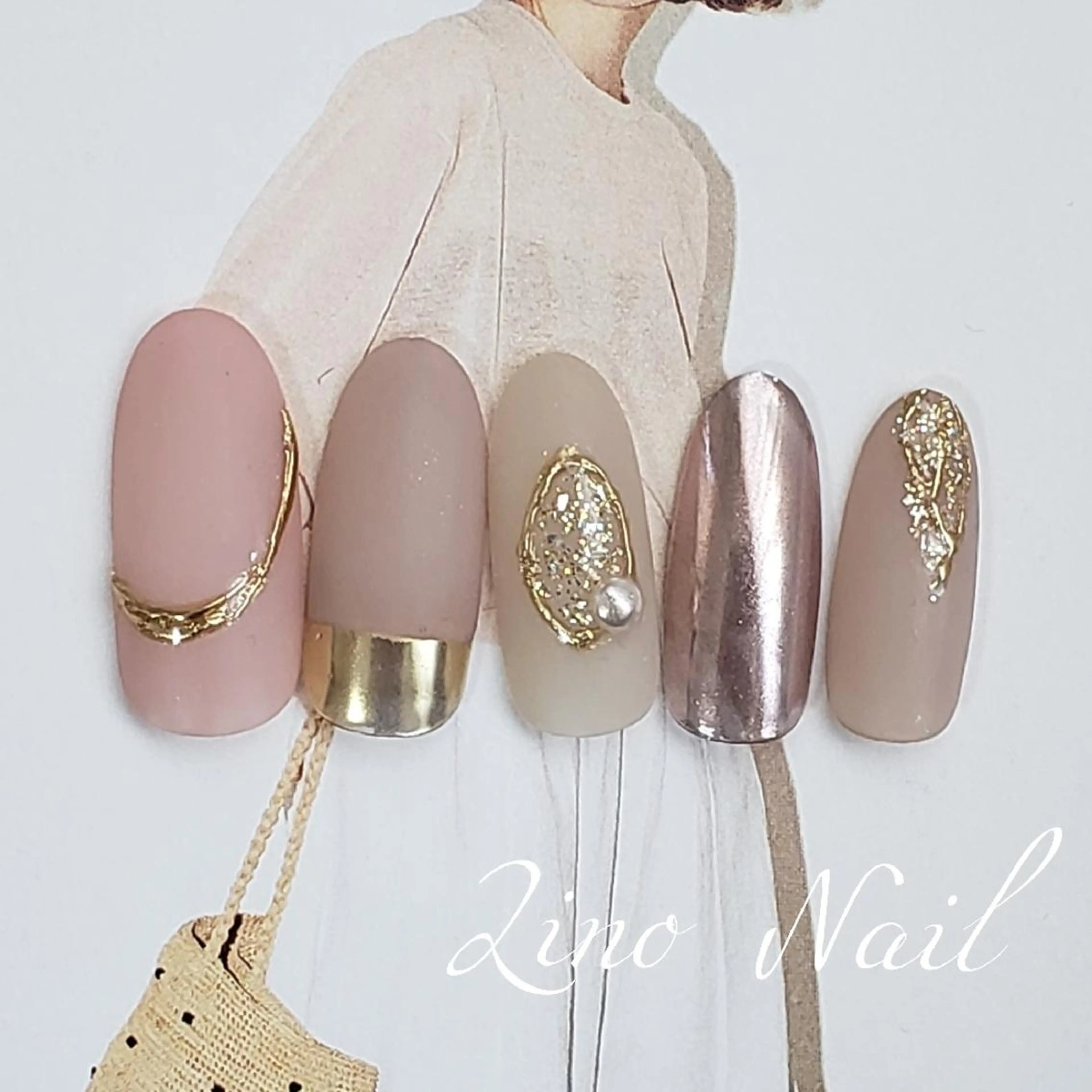 ネイル カジュアル ジェルネイル キラキラネイル ラメ(グリッター) マットネイル ハンドネイル Lino Nailのネイルデザイン