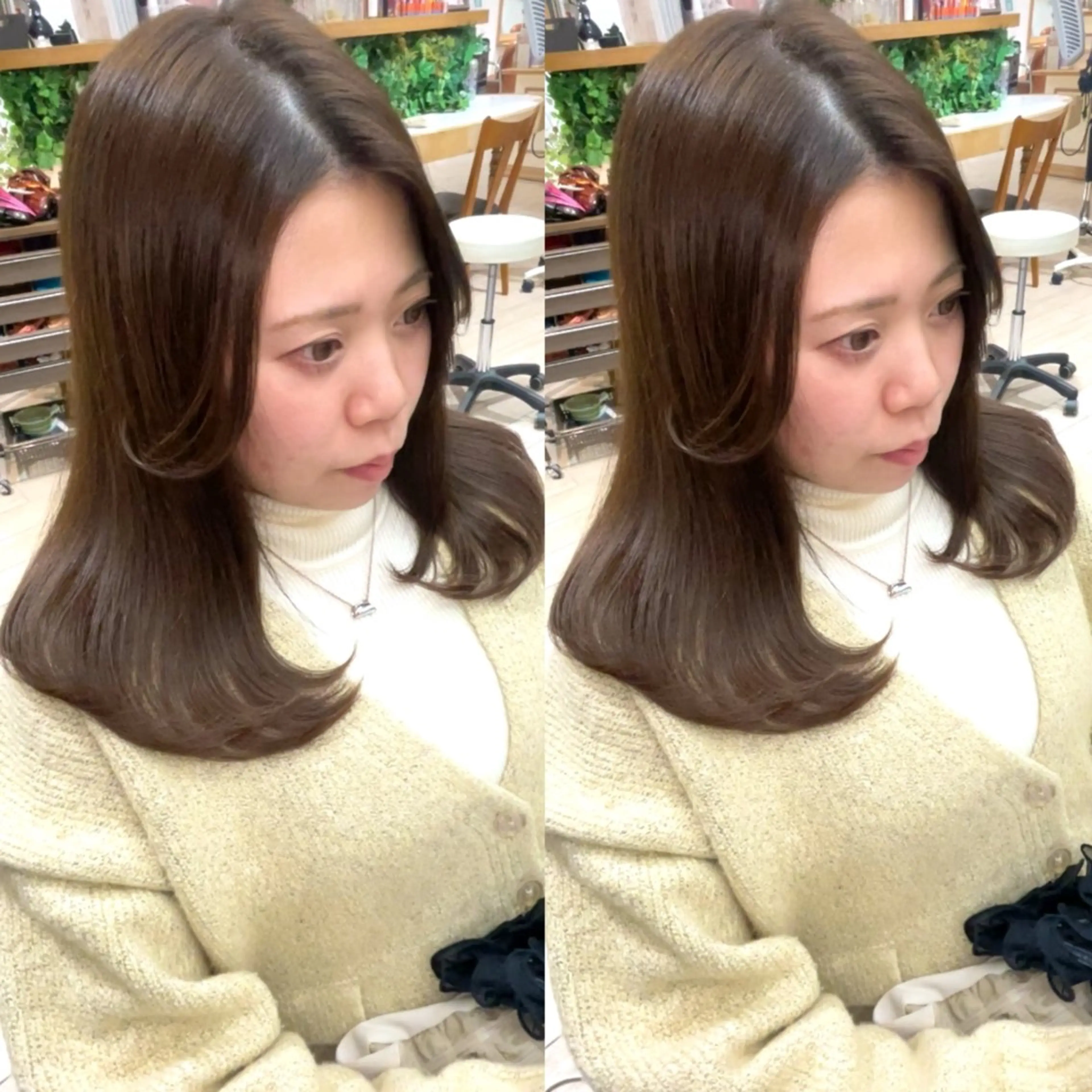 セミロング カラー スズキ マリのヘアスタイル