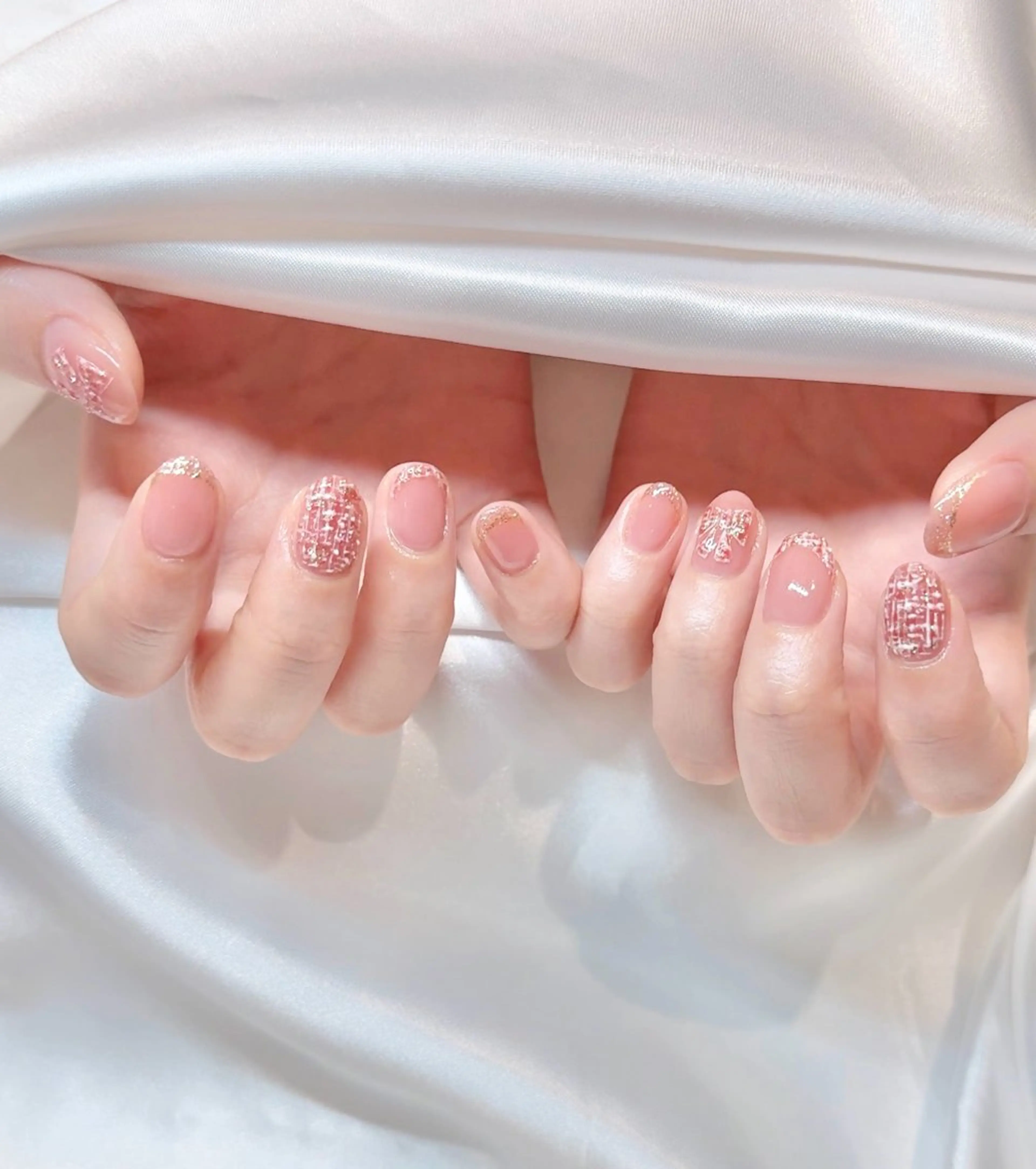 ネイル 赤色 ツイードネイル ハンドネイル nail  LATTE所属・nail Latteのネイルデザイン