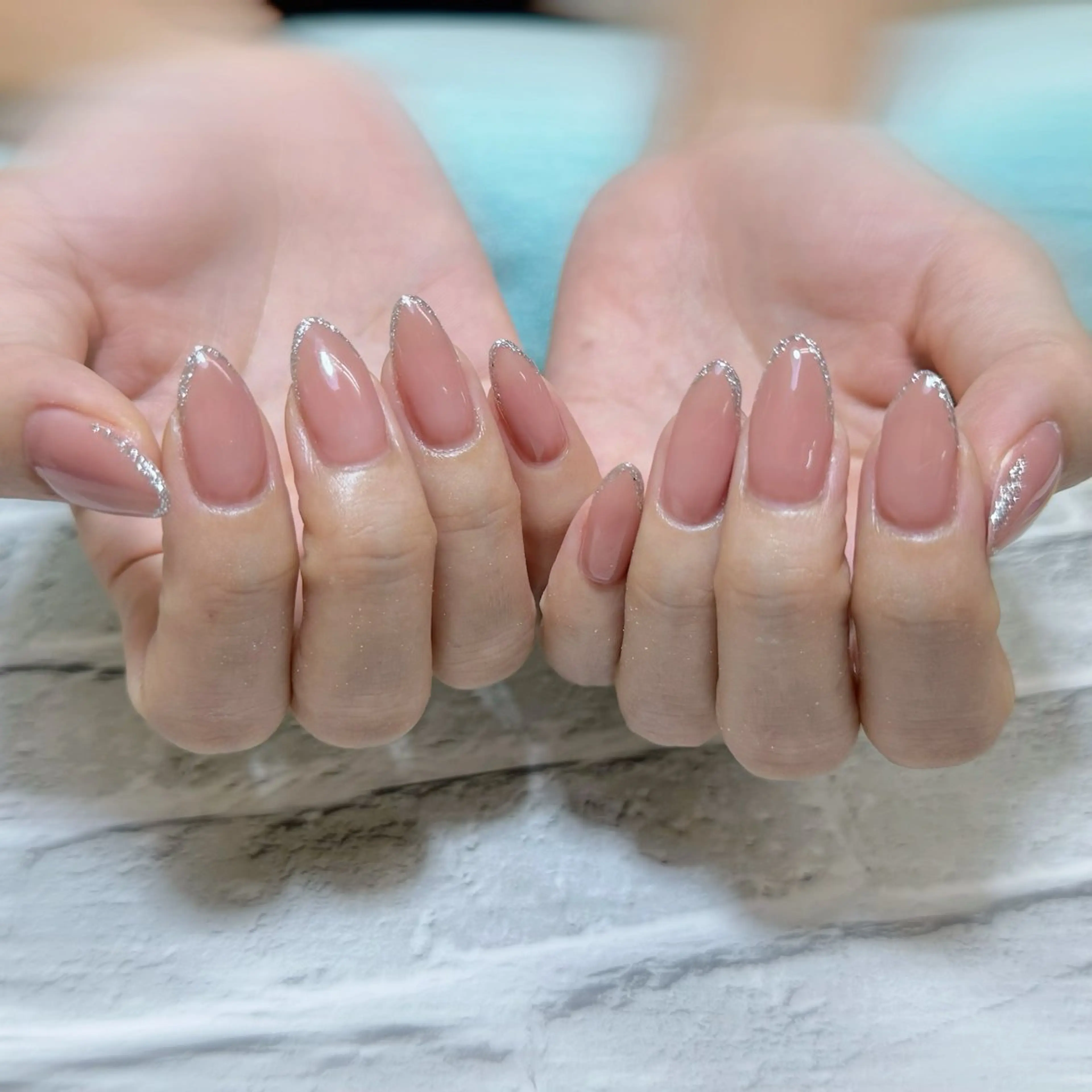 ネイル フレンチネイル ラメ(グリッター) Alisa nail Rinのネイルデザイン