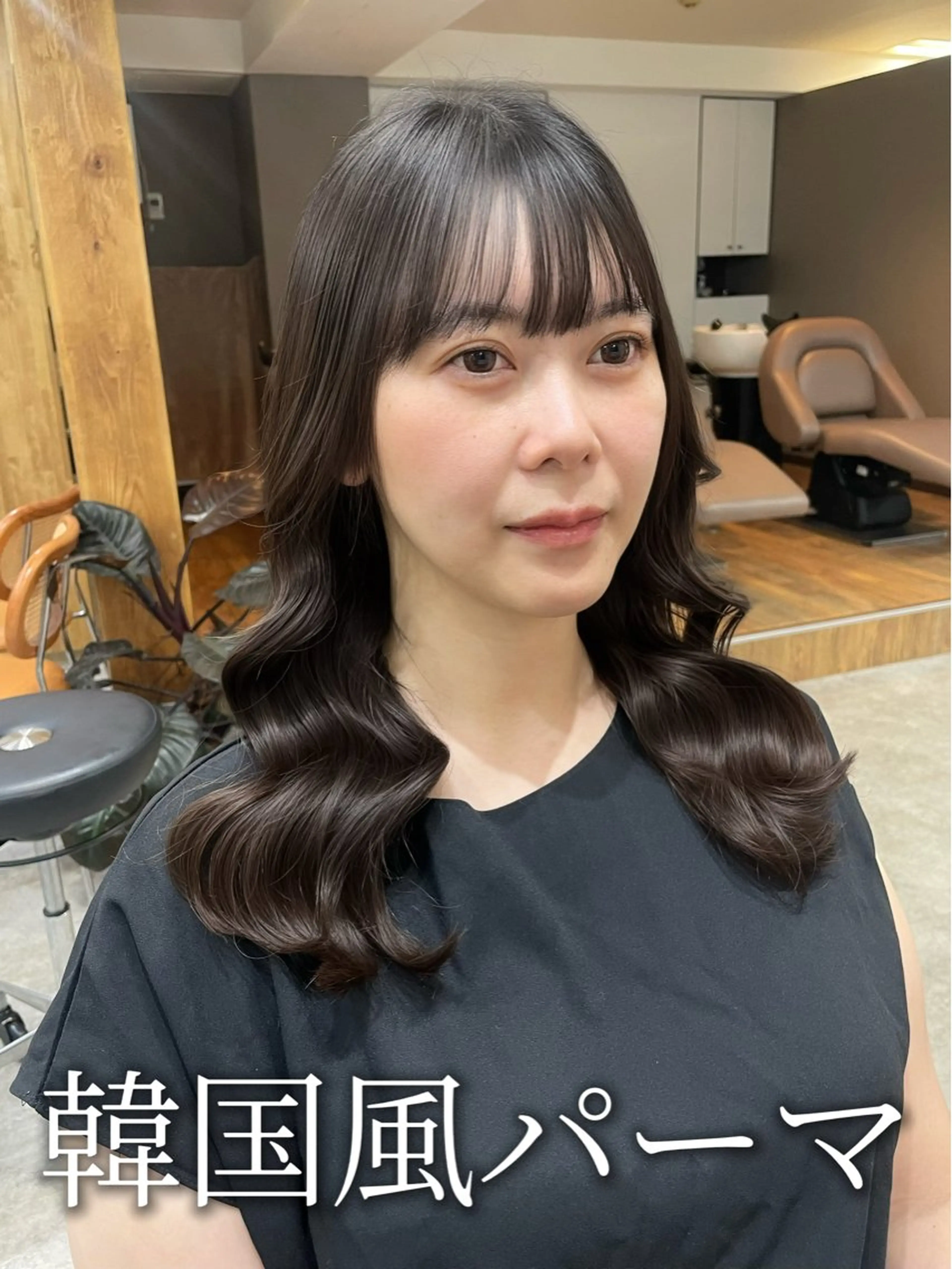 セミロング パーマ 韓国風パーマ/耳つぼ ヘアセット/みづきのヘアスタイル