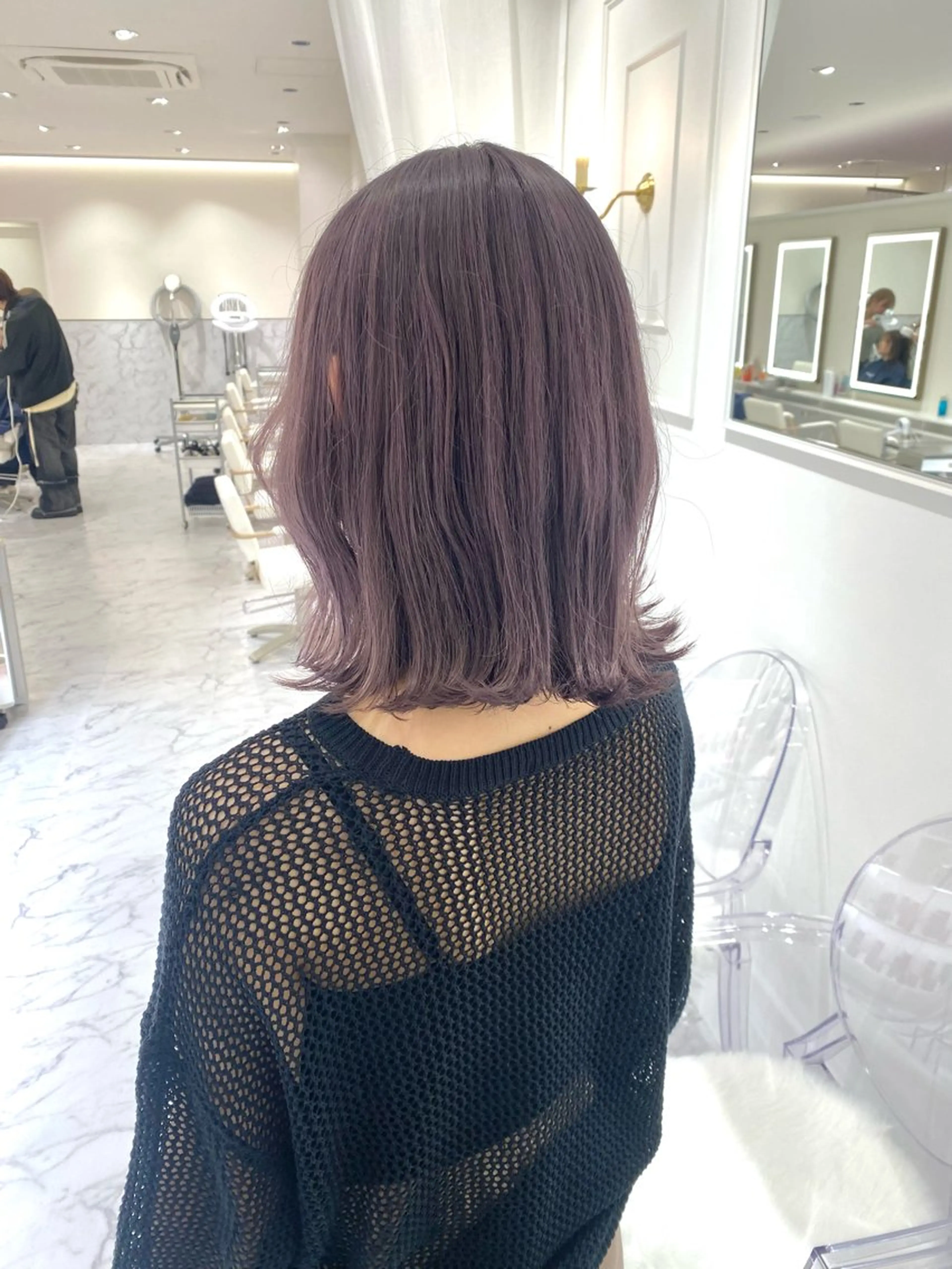 セミロング カラー ヘアカラー ParveMix🍀 藤原愛未のヘアスタイル