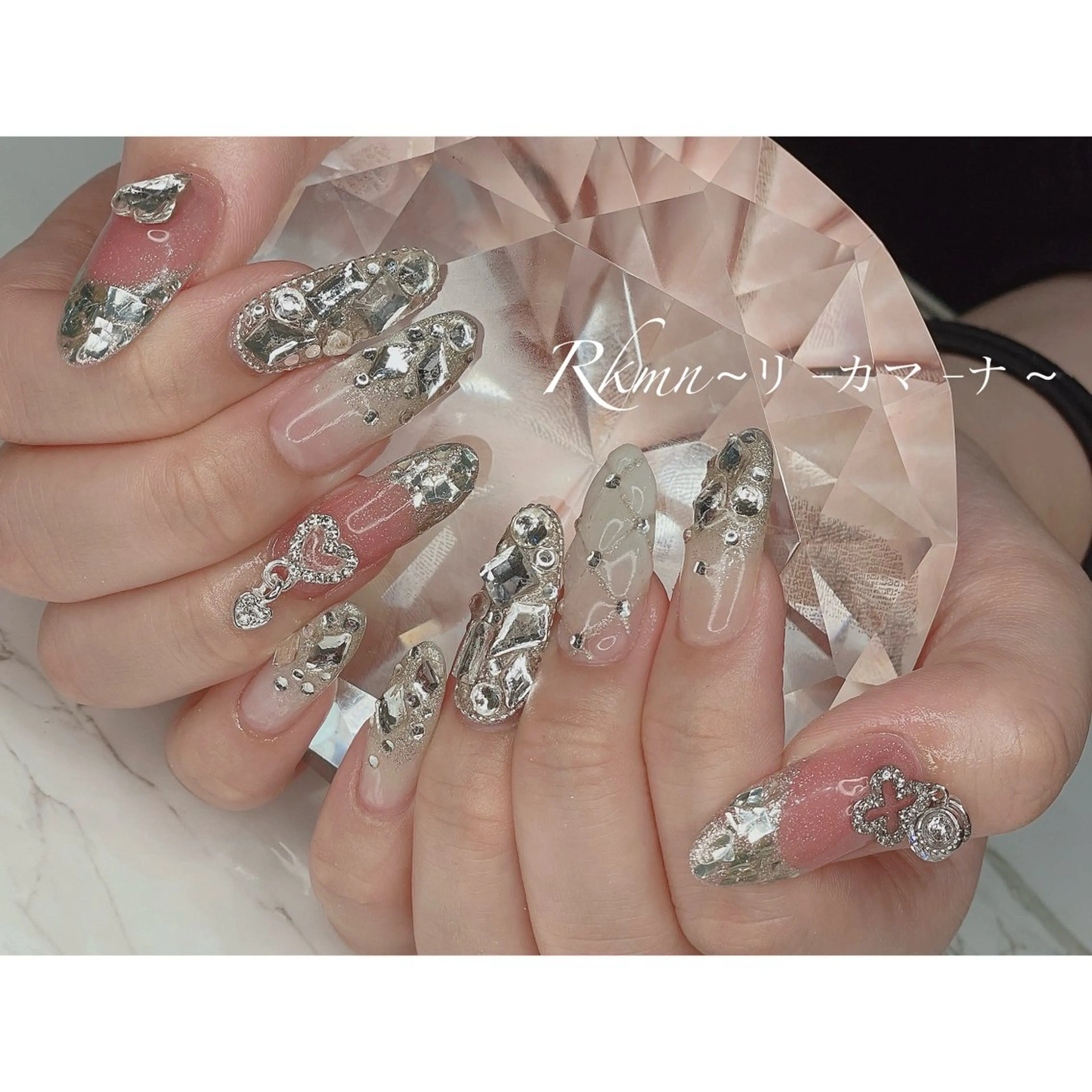 ネイル アートネイル フレンチネイル ガラスフレンチ 持ち込み 春ネイル ハンドネイル フットネイル ハンドケア Rkmn ~リ-カマ-ナ~のネイルデザイン