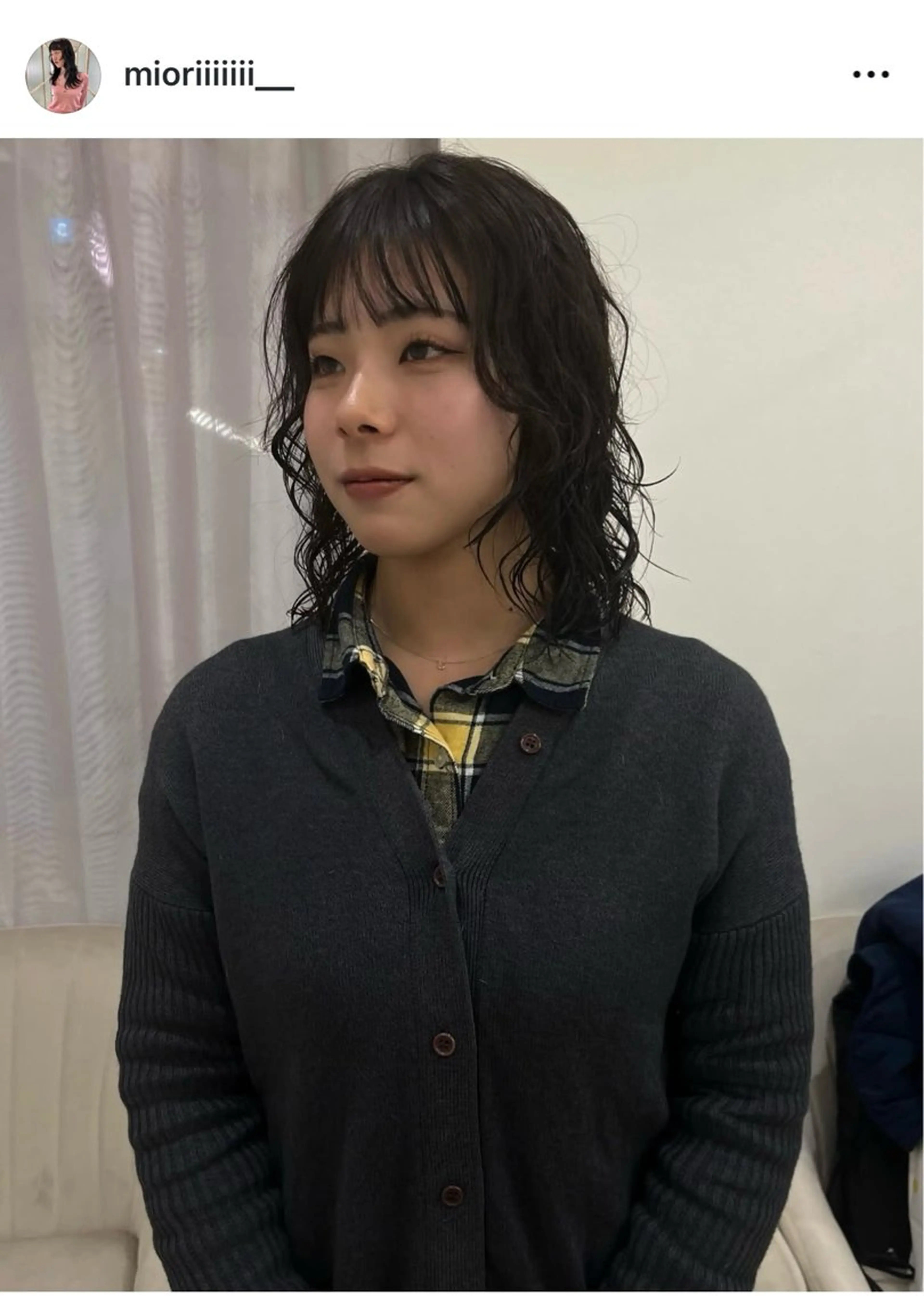 ミディアム パーマ カット パーマ トリートメント 松村 澪里のヘアスタイル