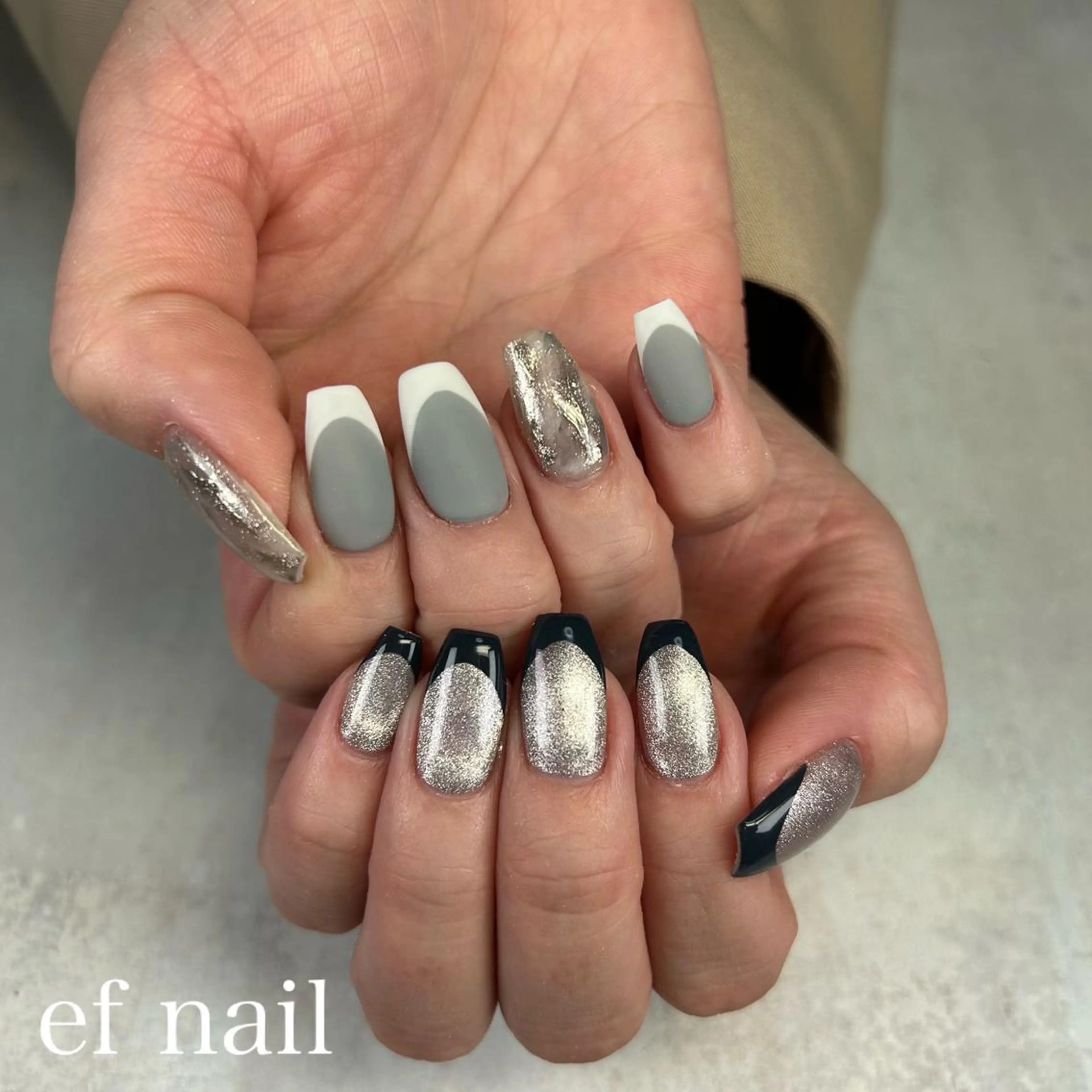 ネイル アートネイル ブラウン クリアネイル ジェルネイル マグネットネイル ハンドネイル ef nailのネイルデザイン