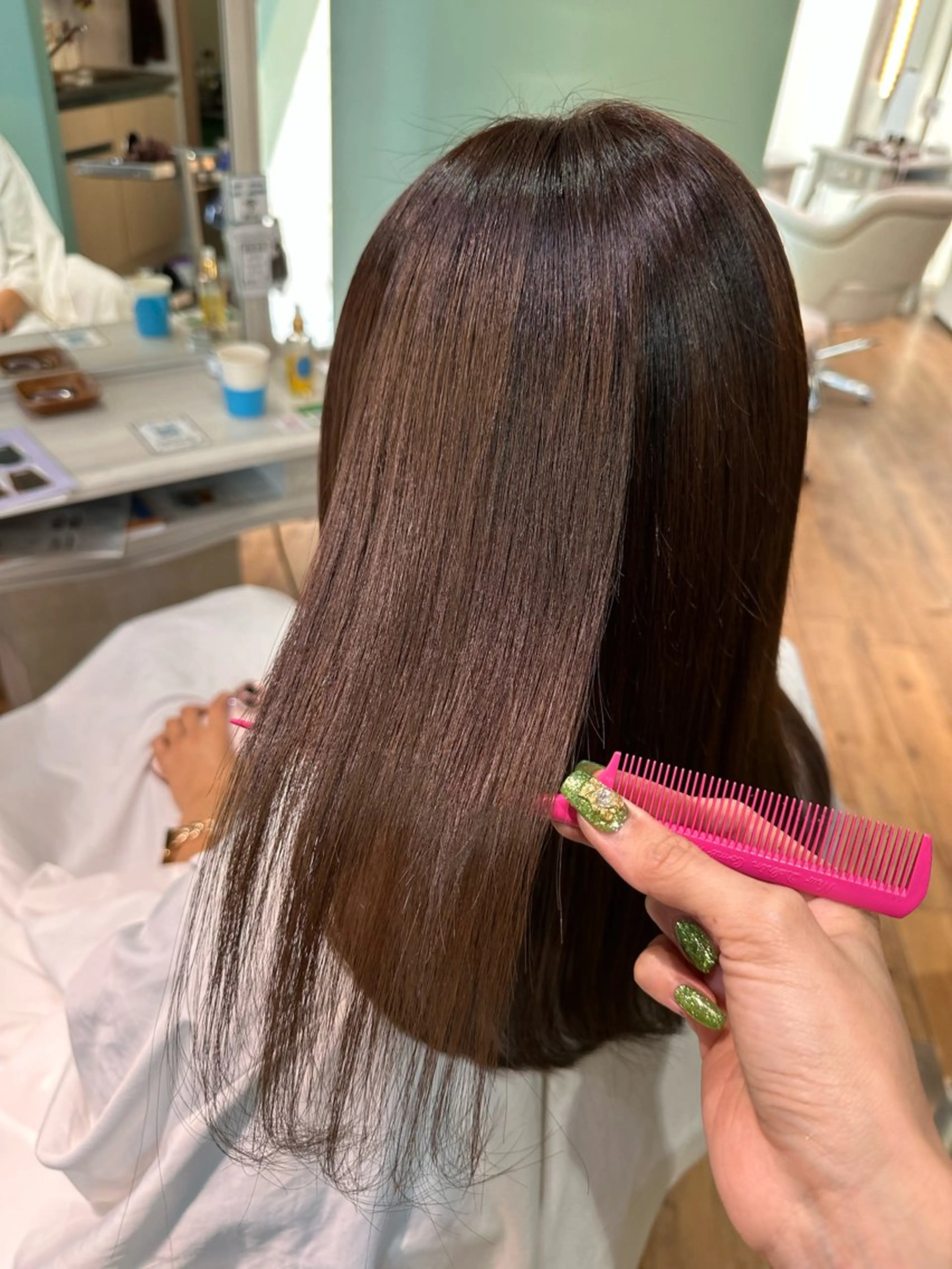 ミディアム カラー ケアカラー 髪質改善 トリートメント ヘアカラー トリートメント 🧸プルエクステ❤︎ ネイルKAO🧸のヘアスタイル