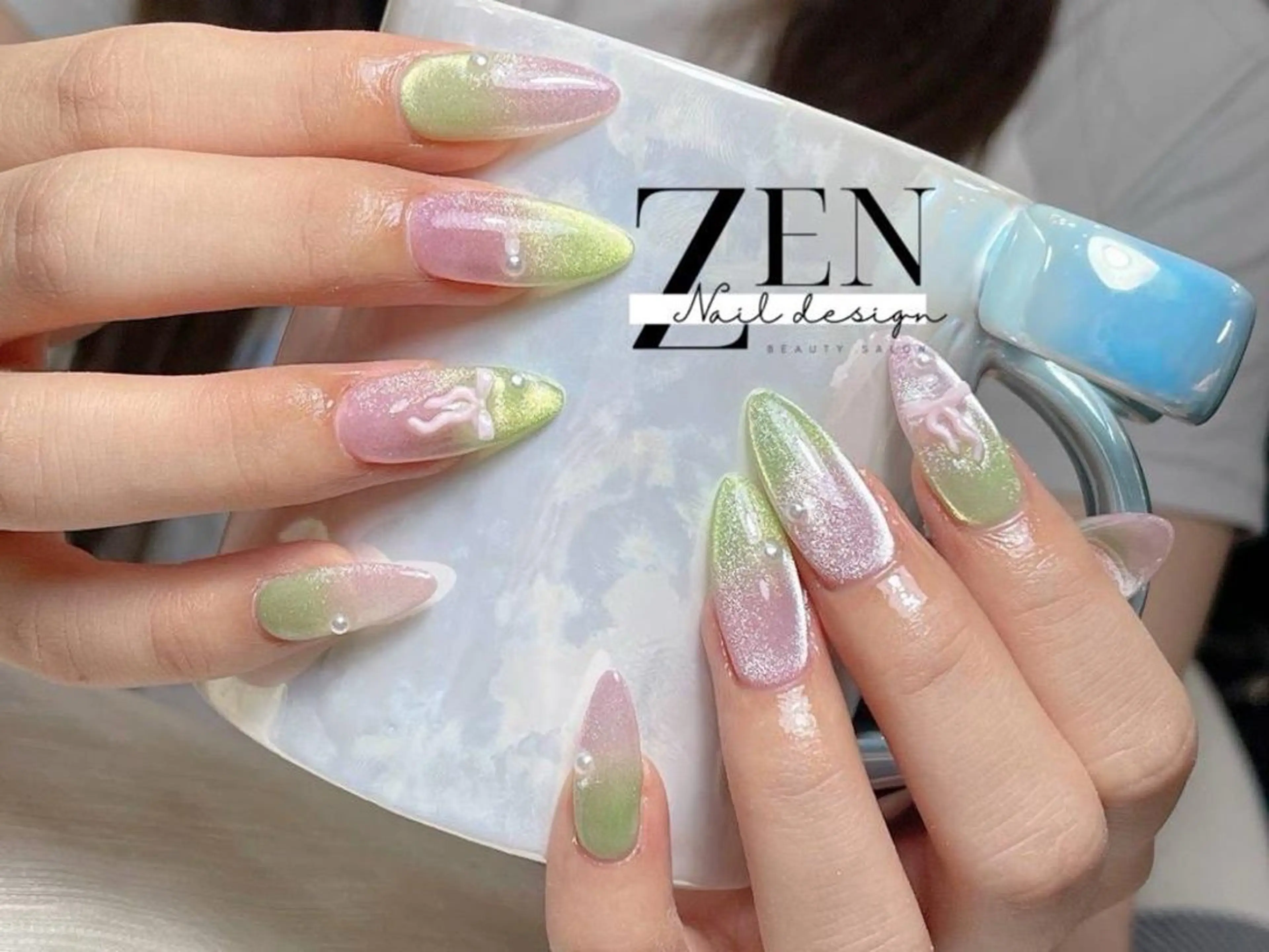 ネイル チークネイル 長さ出し フレンチネイル 韓国ネイル マグネットネイル Zen Nail Design 池袋のネイルデザイン