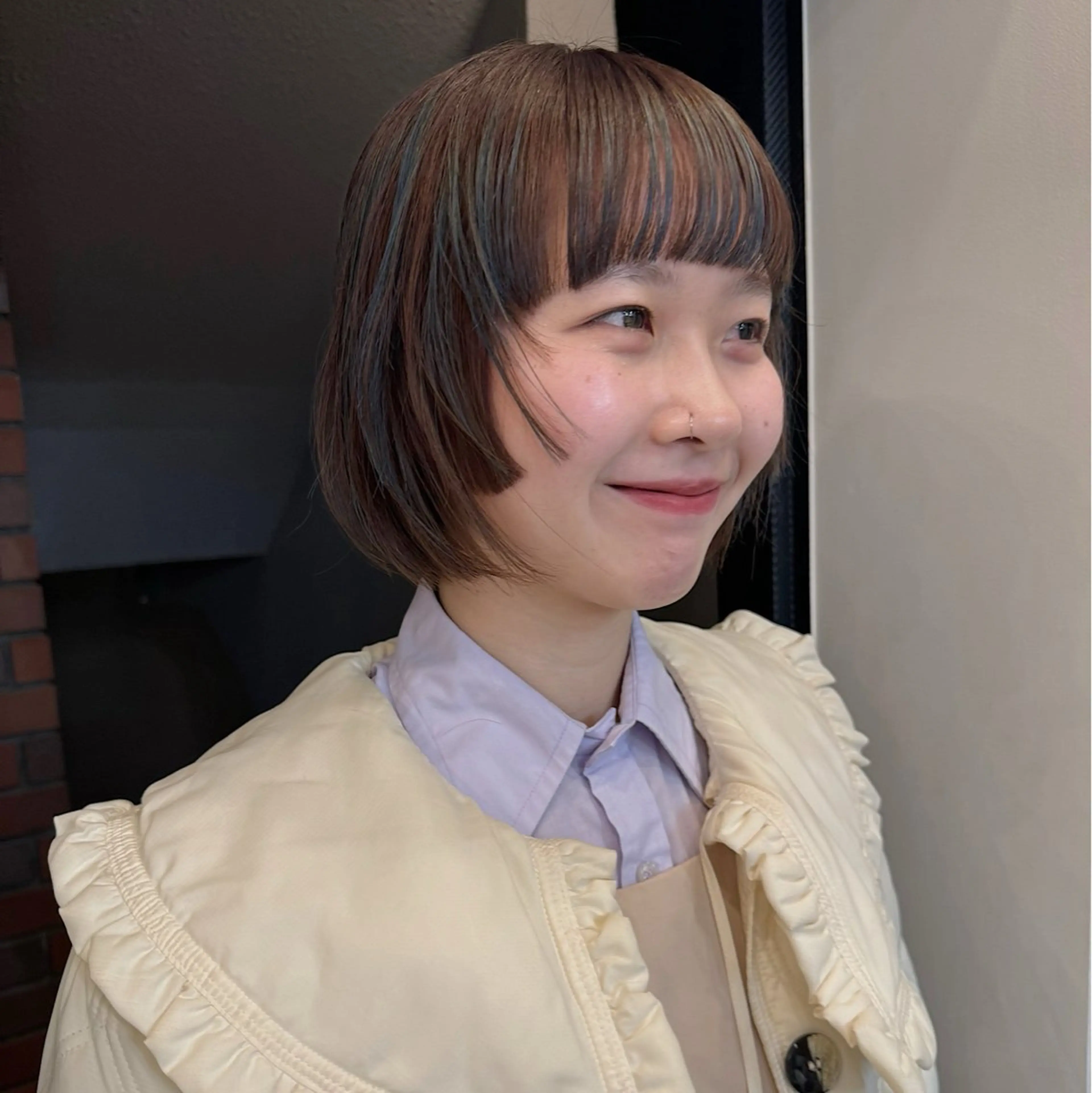 ショート カラー ヘアアレンジ ブルーカラー ブラウンカラー デザインカラー ボブ カット ヘアカラー 🌐サトウ リョウ🌐のヘアスタイル