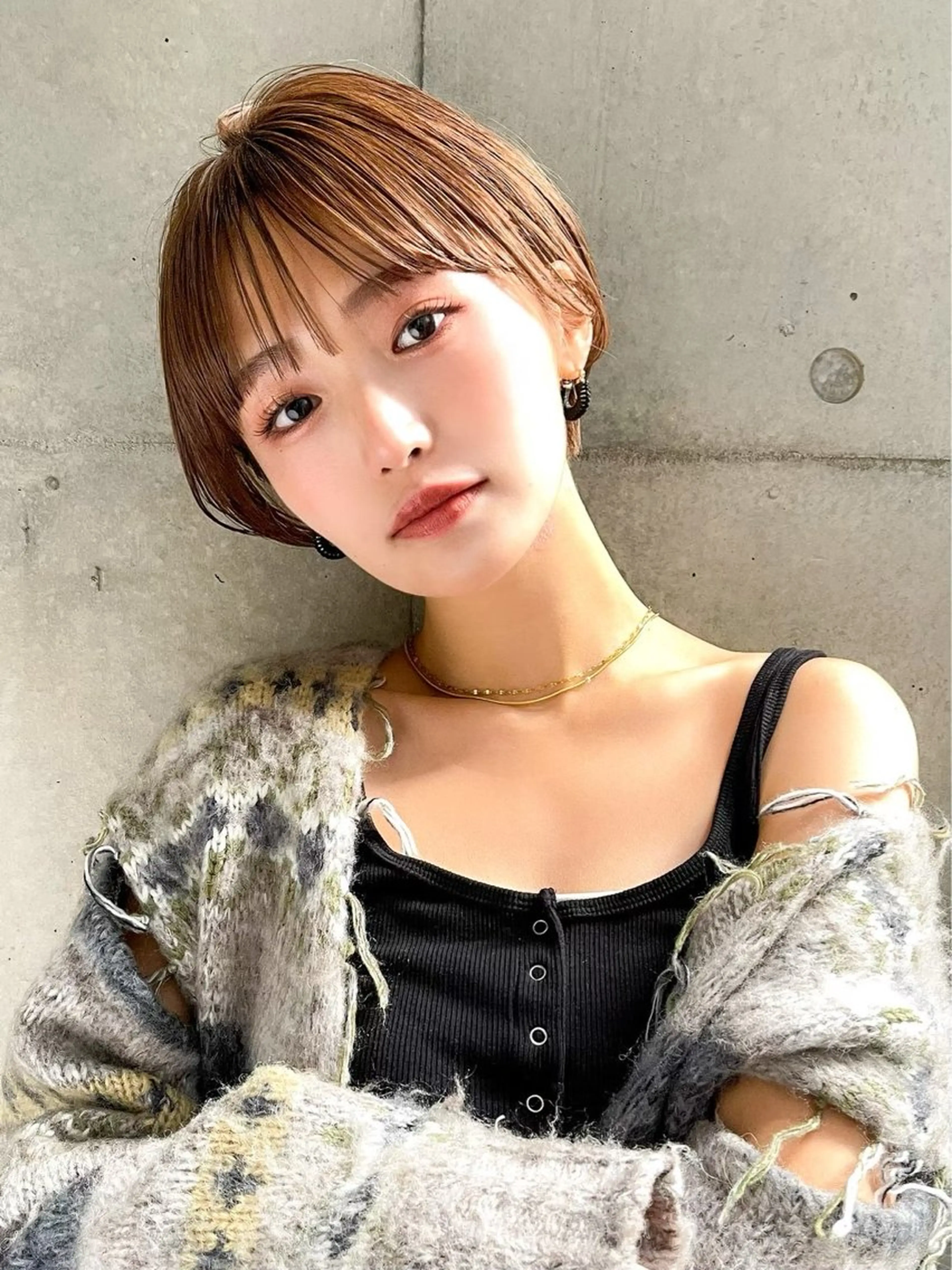 ショート 切りっぱなしボブ/ 小顔ボブNANAのヘアスタイル