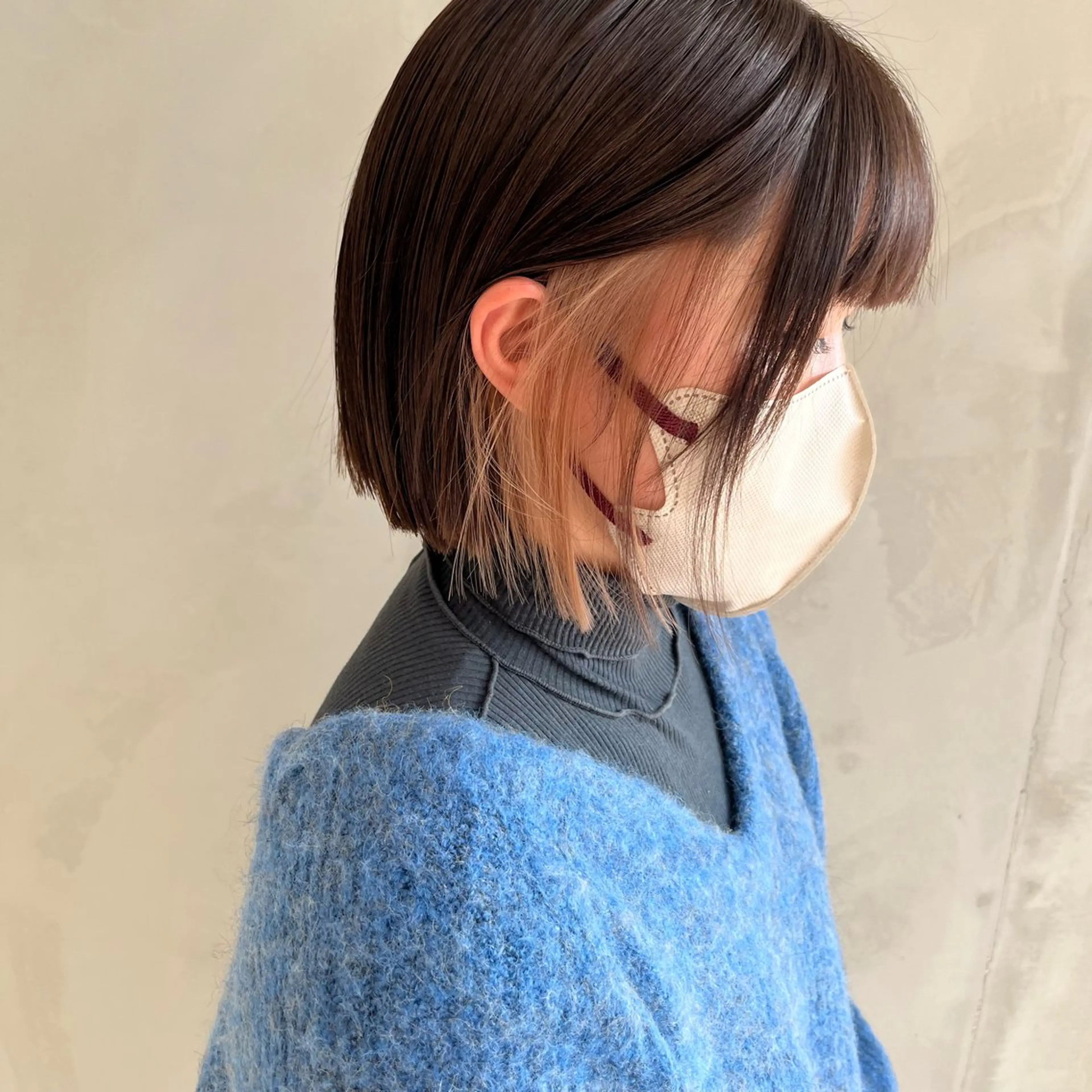 ショート カラー ブリーチ デザインカラー イヤリングカラー La fith hair lily加古川店所属・原満里奈‎/東加古川 /透け感カラー🫧‪のヘアスタイル