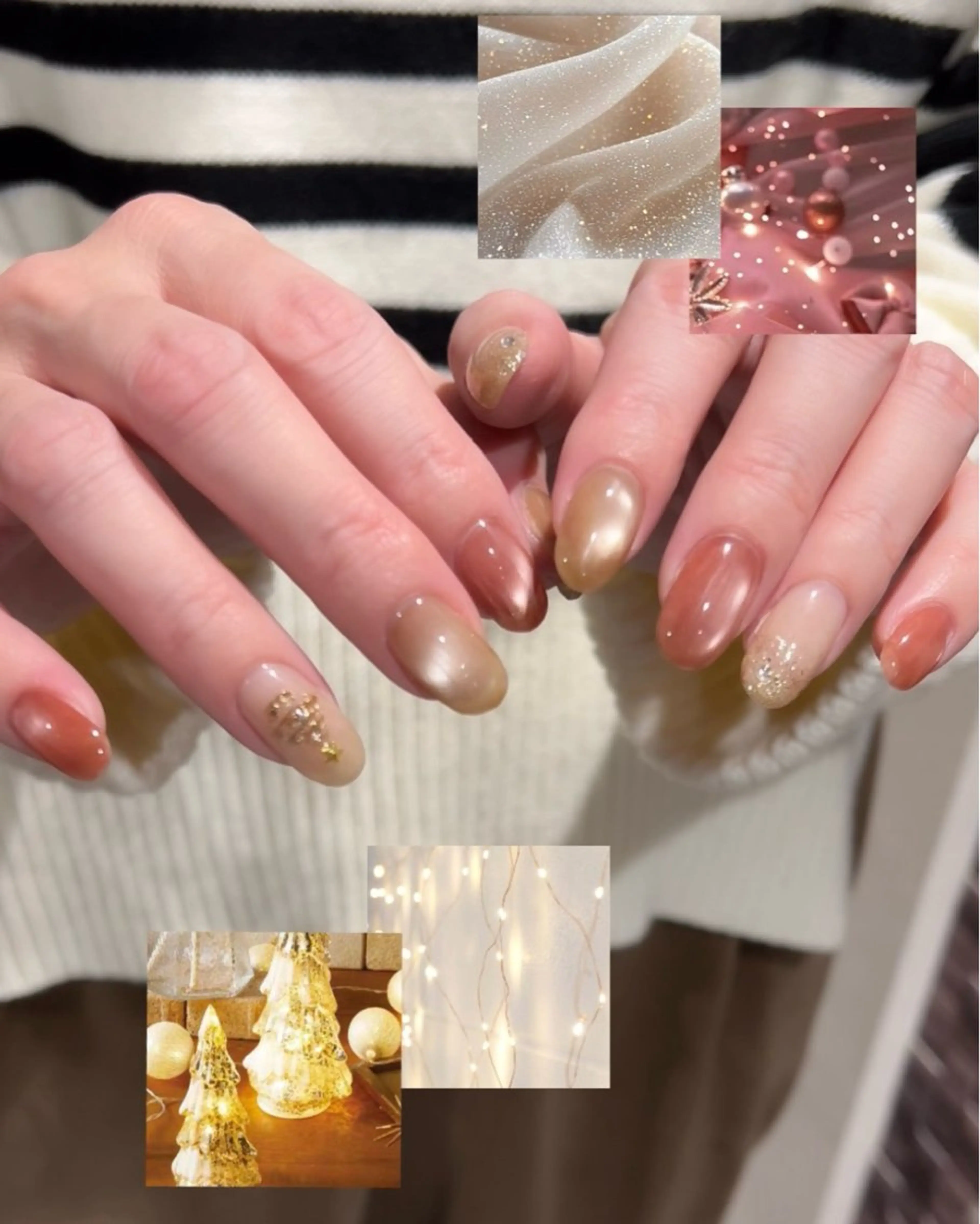 ネイル マグネットネイル ニュアンスネイル 冬ネイル クリスマス ハンドネイル garage nailのネイルデザイン