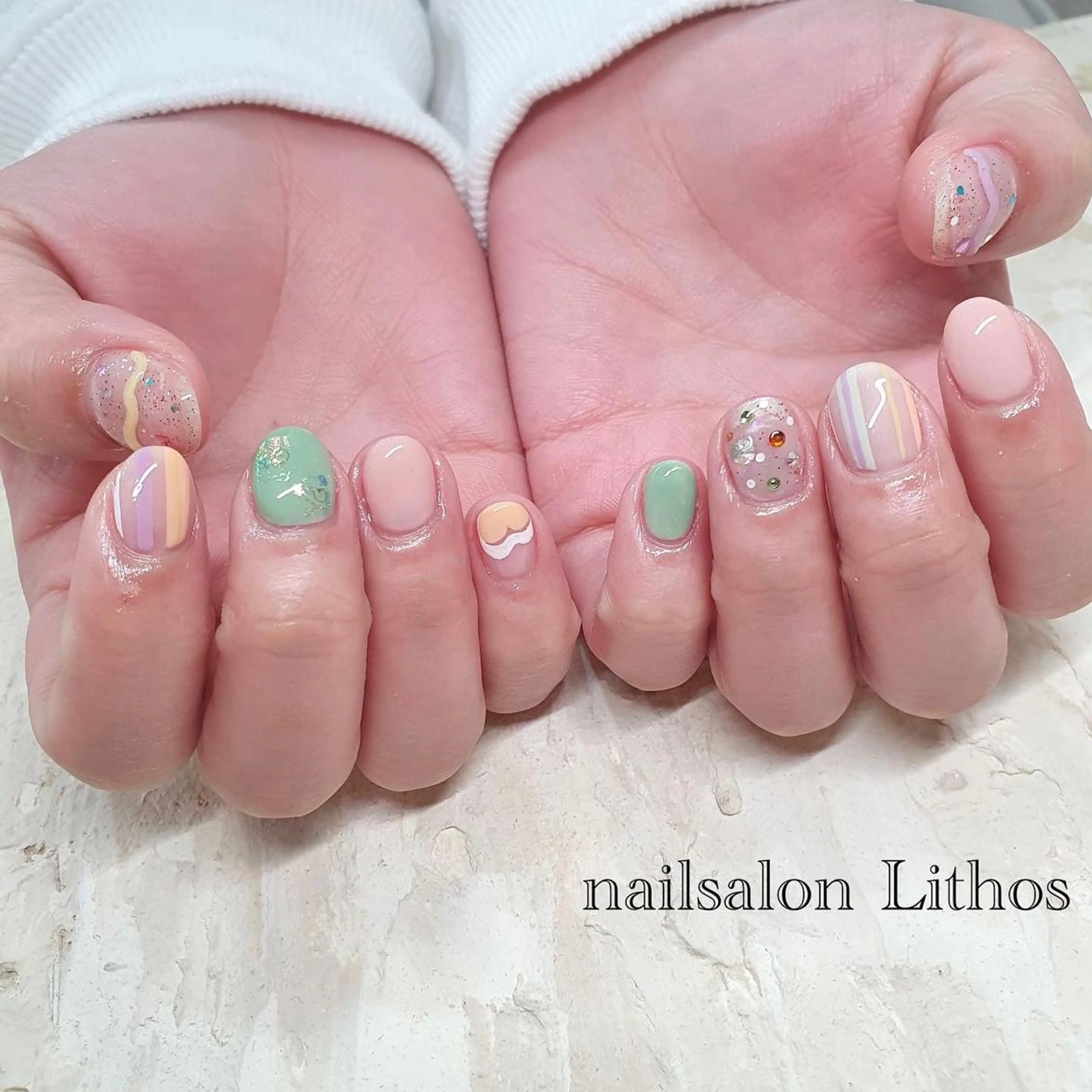 ネイル パステルネイル ハンドネイル nailsalon Lithos所属・nailsalon Recontreのネイルデザイン
