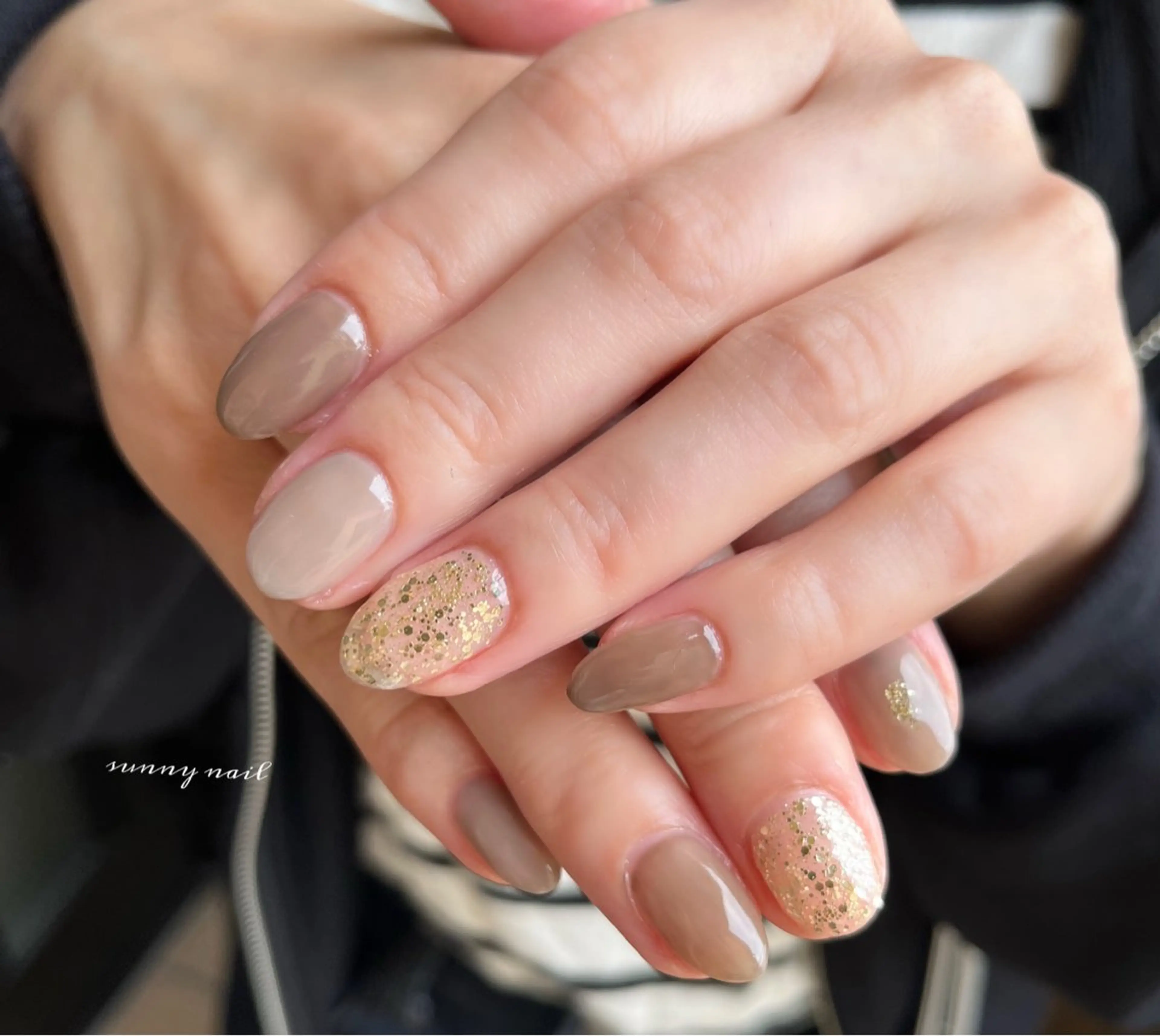 ネイル ブラウン ジェルネイル パラジェル sunny nailのネイルデザイン