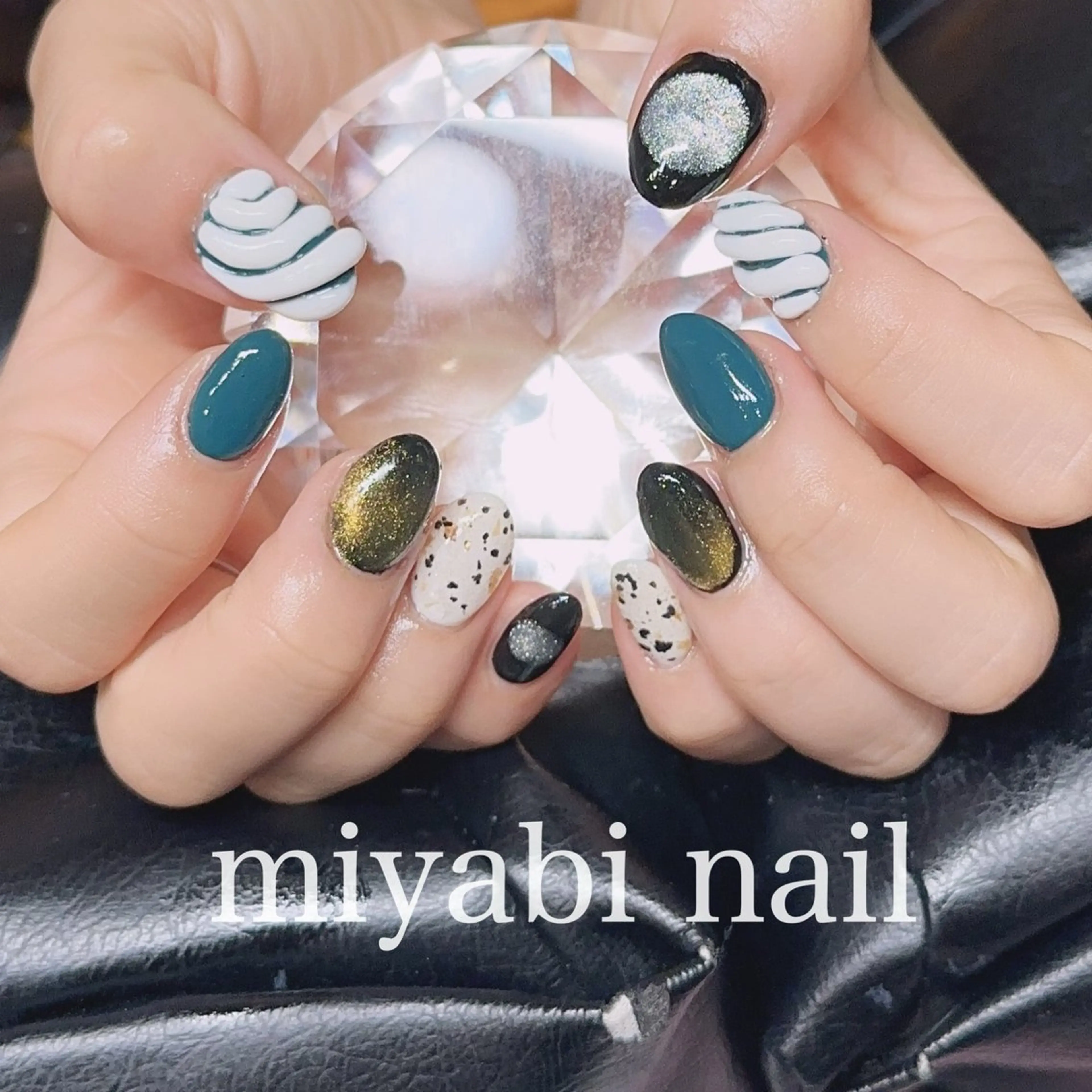 ネイル アートネイル ジェルネイル マグネットネイル 持ち込み 夏ネイル ハンドネイル miyabi nail 桂川駅近くのネイルデザイン