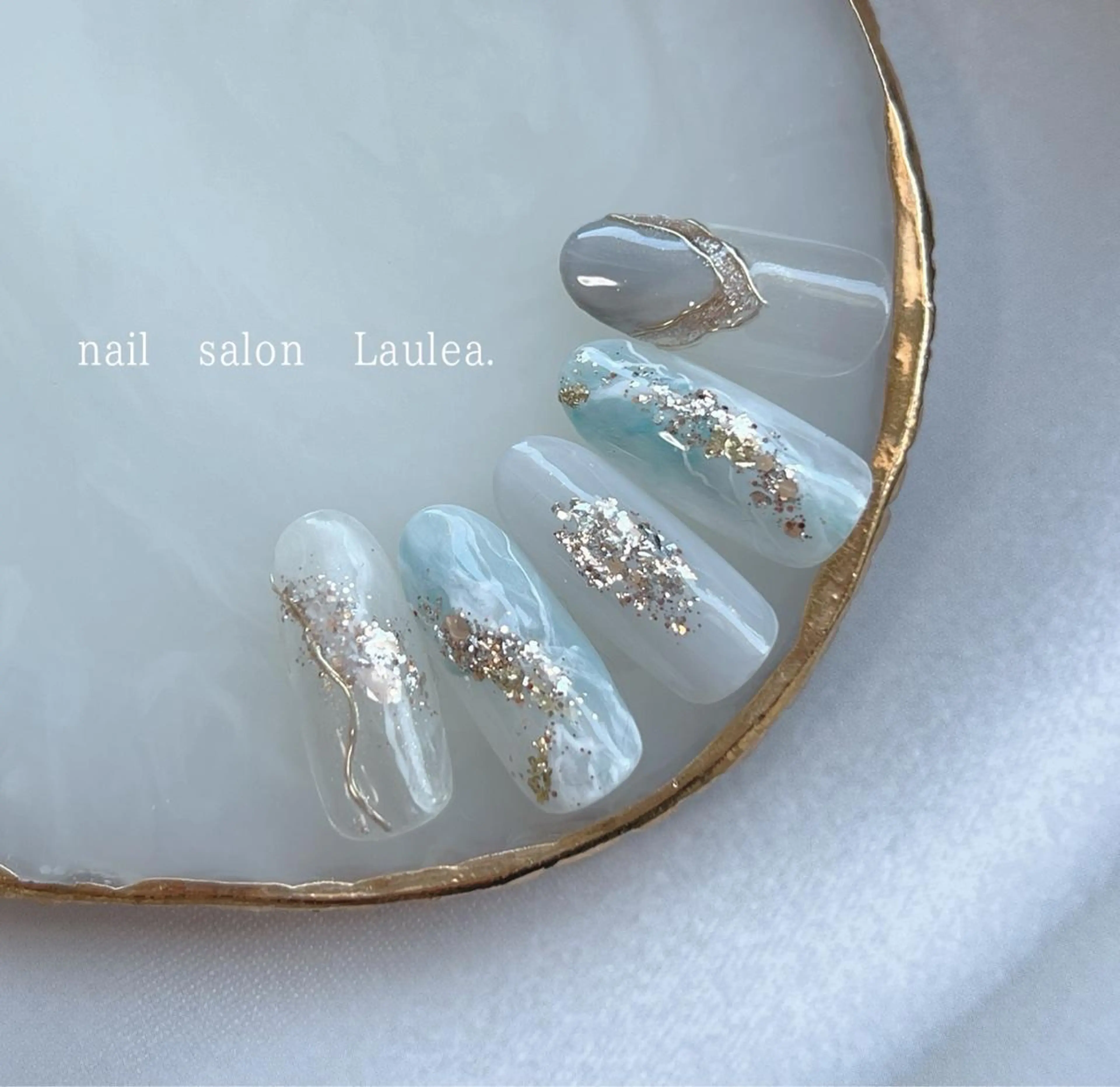 ネイル ジェルネイル ラメ(グリッター) ニュアンスネイル 夏ネイル ハンドネイル nail salon Lauleaのネイルデザイン