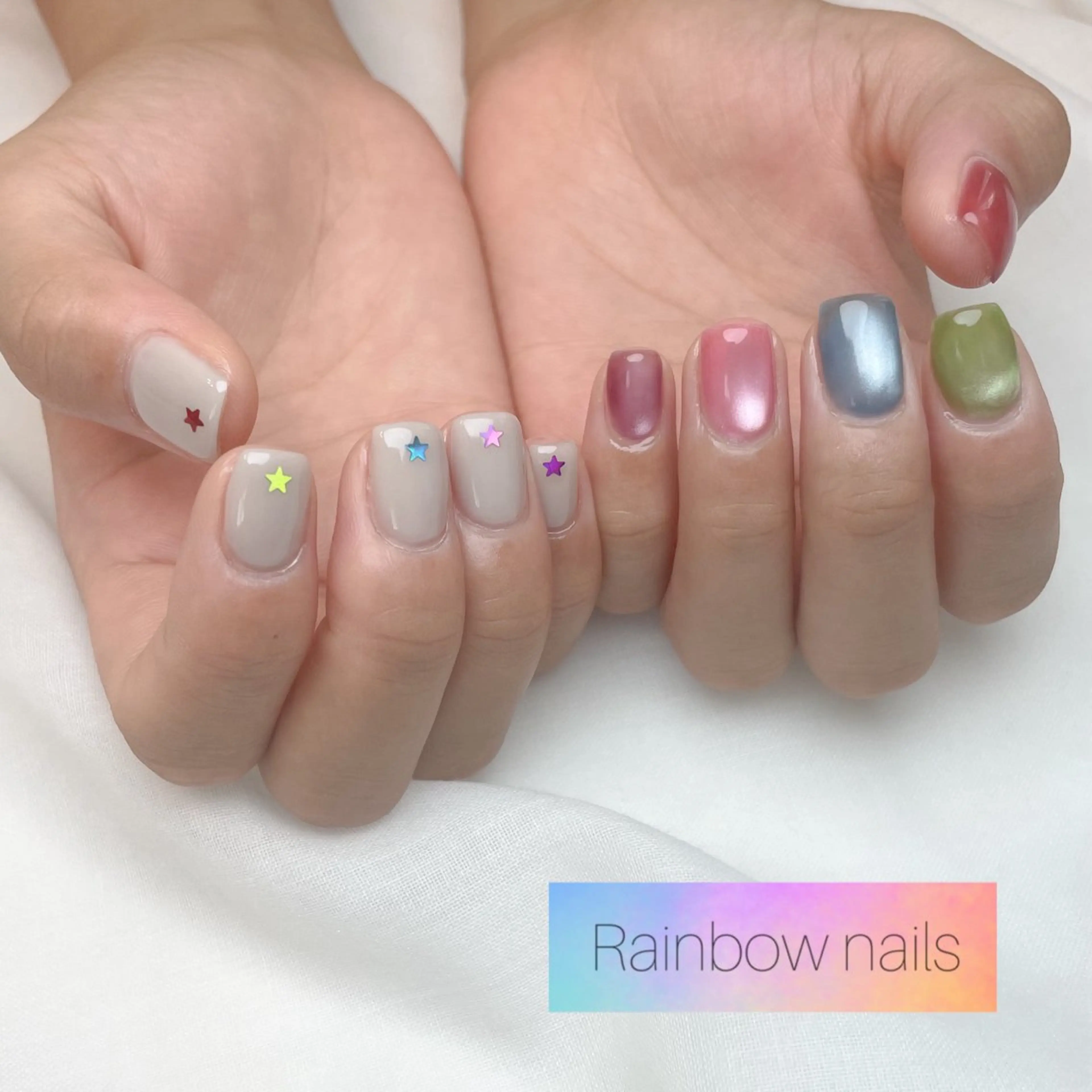 ネイル Rainbow nailsくろちゃんのネイルデザイン