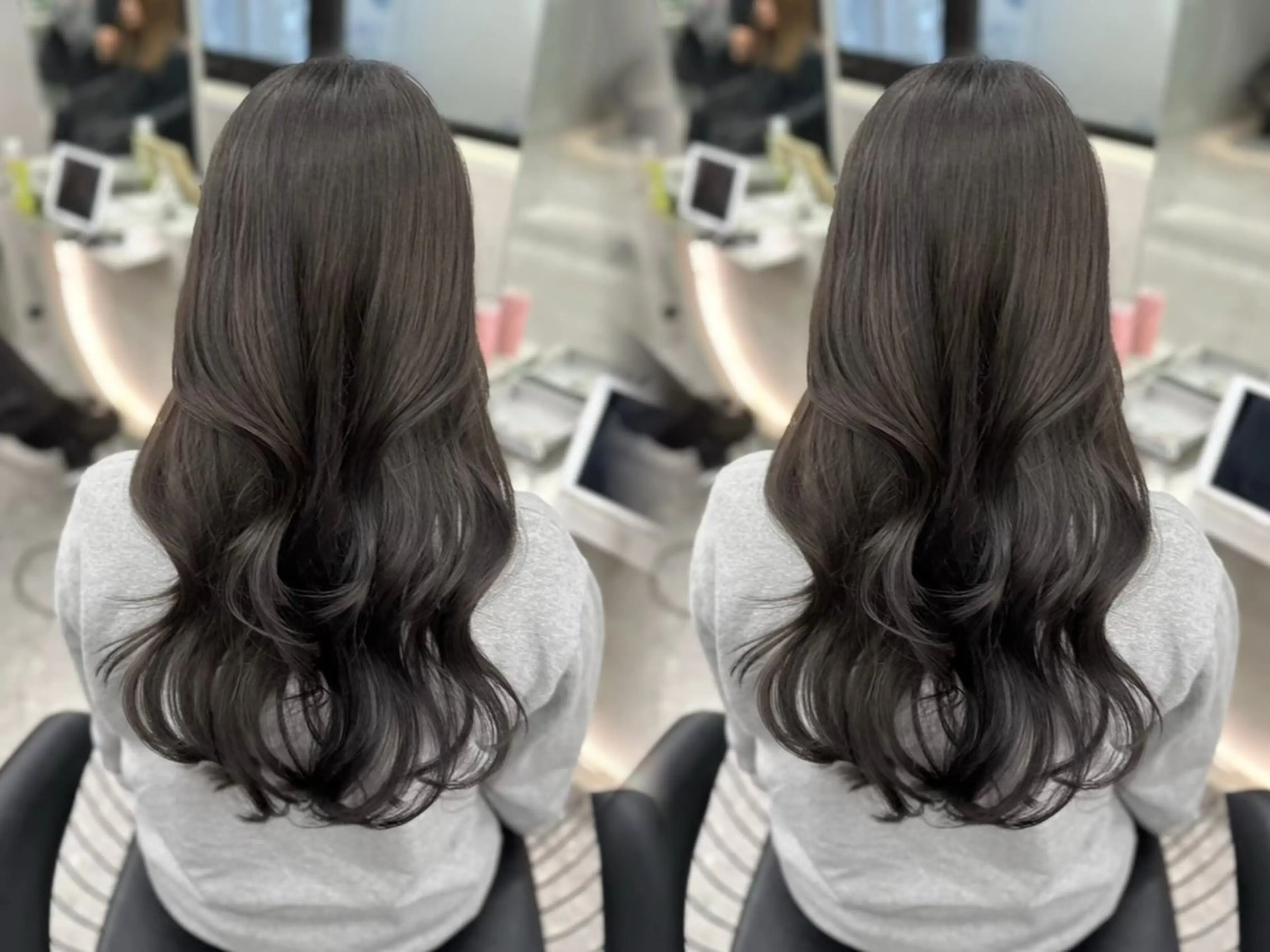 ミディアム カット ヘアカラー トリートメント 🕊ブリーチなしカラ ー/レイヤーカットのヘアスタイル