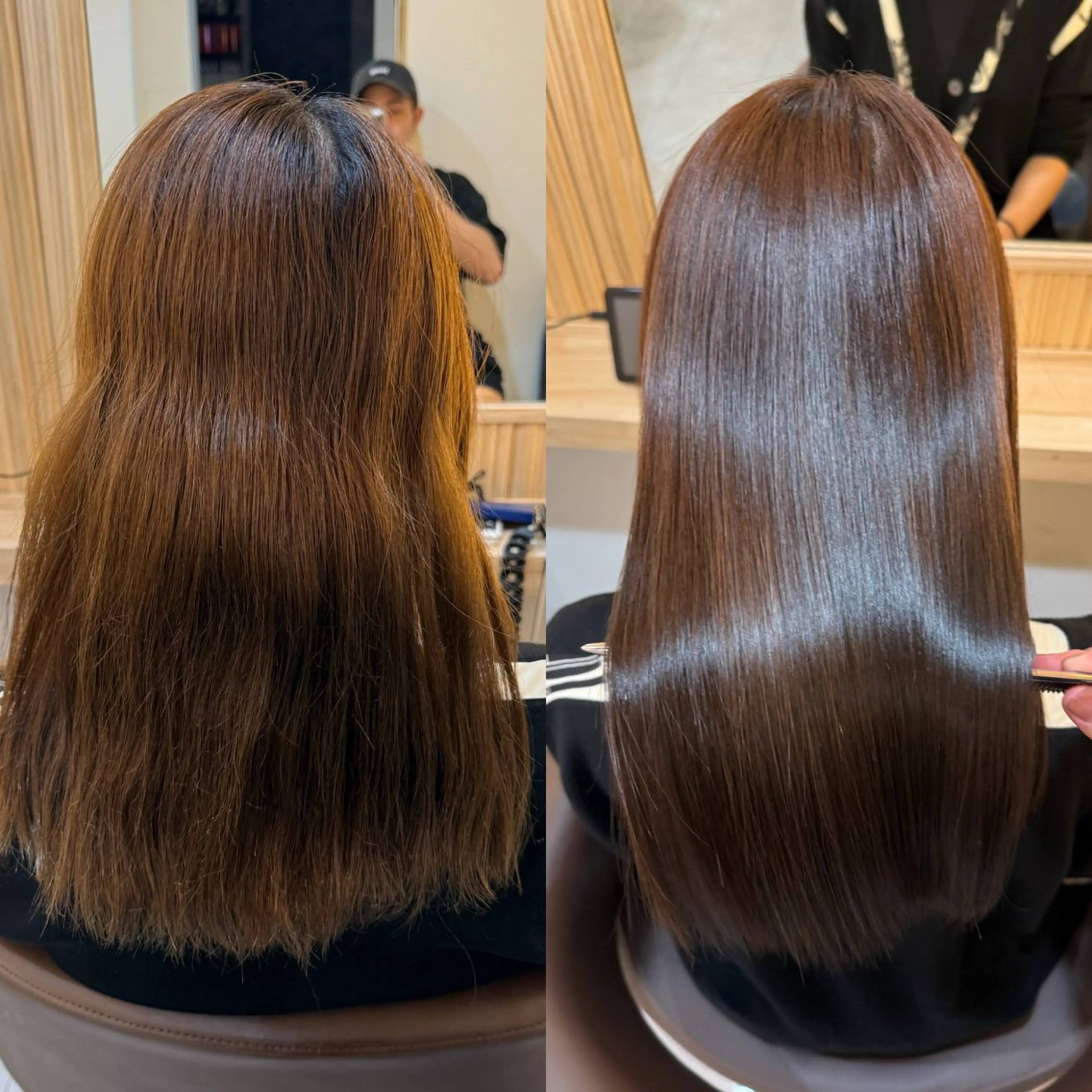 セミロング カット ヘアカラー トリートメント attrait南堀江所属・乾かすだけで艶髪 松村海世のヘアスタイル