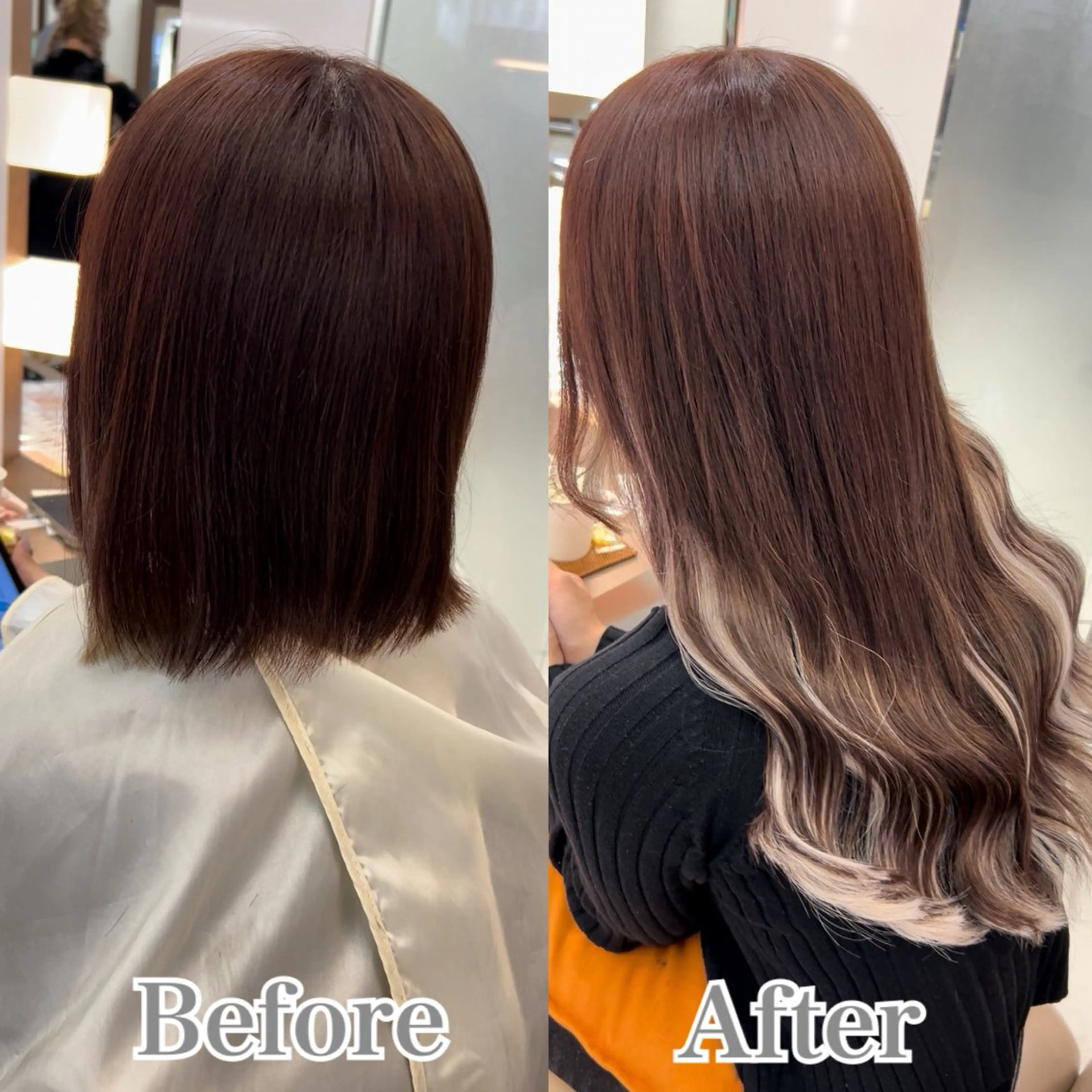 ロング カラー メンズ シールエクステ デザインカラー エクステ カット ヘアカラー エクステ ヘアセット エクステ🎀カラー✨ レイヤー🌙しぇるのヘアスタイル