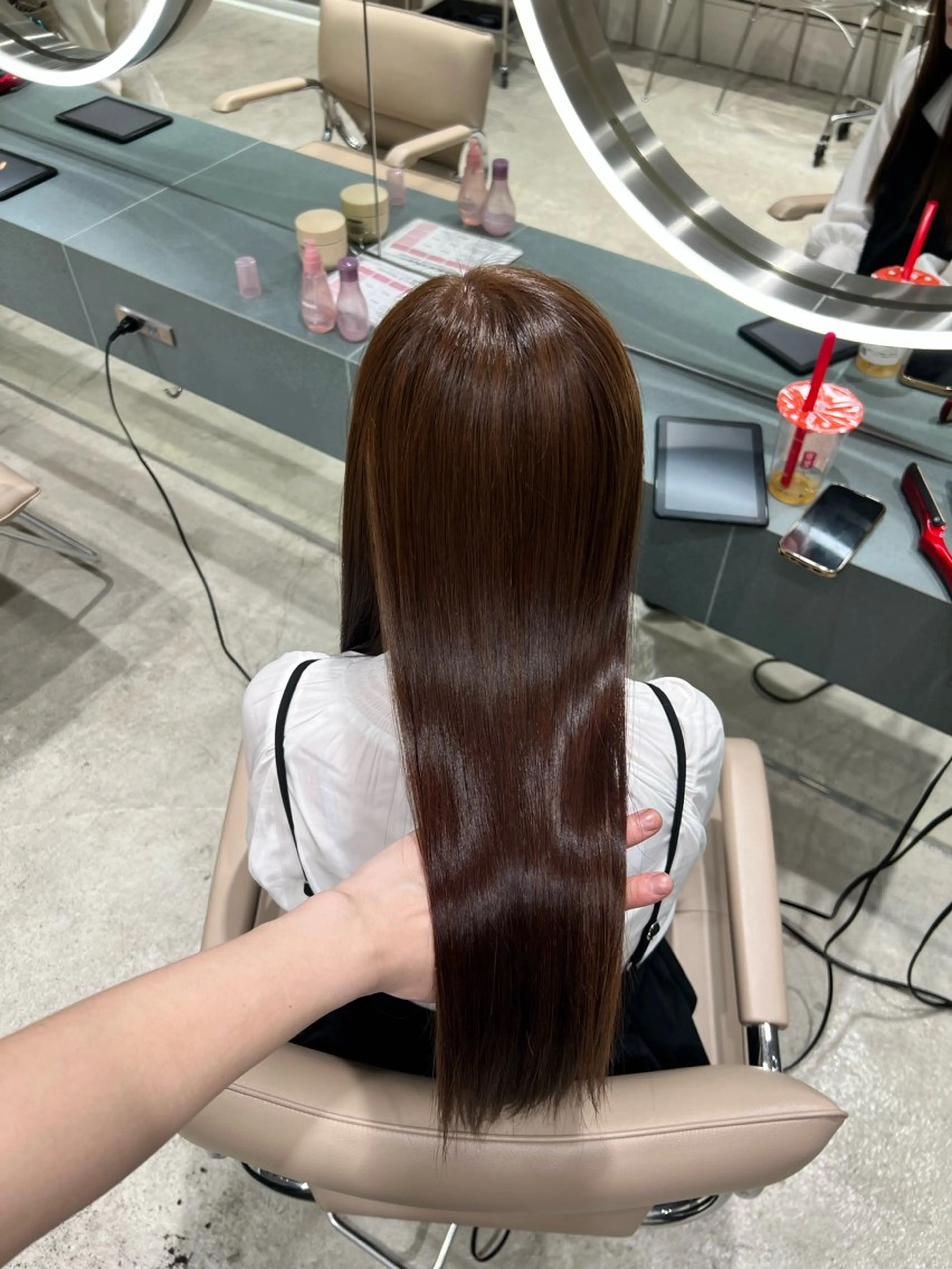 ミディアム カラー カット ヘアカラー トリートメント ✨髪質改善 縮毛矯正 艶髪 立川美容室✨のヘアスタイル