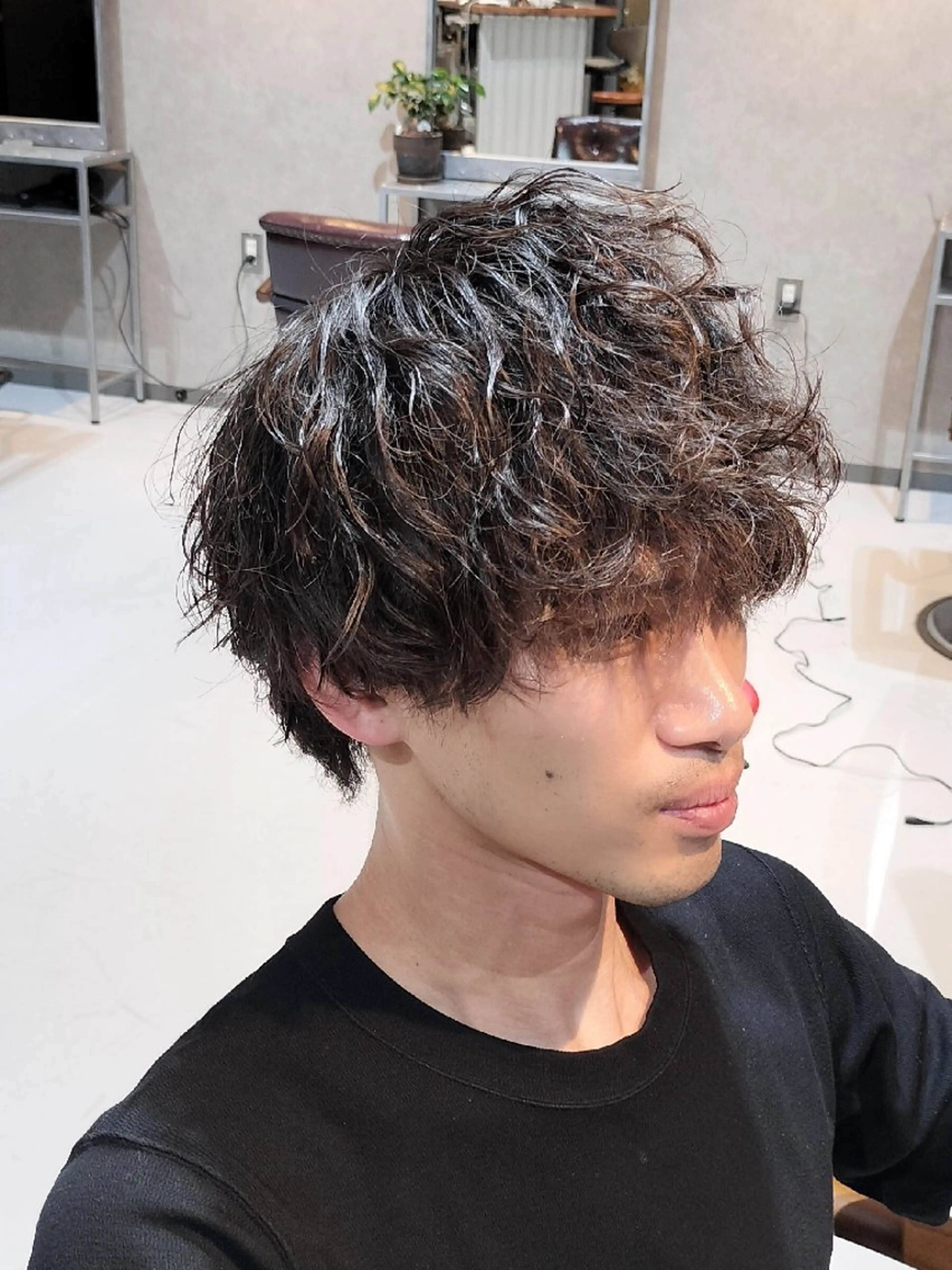 ミディアム パーマ メンズ 大江 聖のヘアスタイル