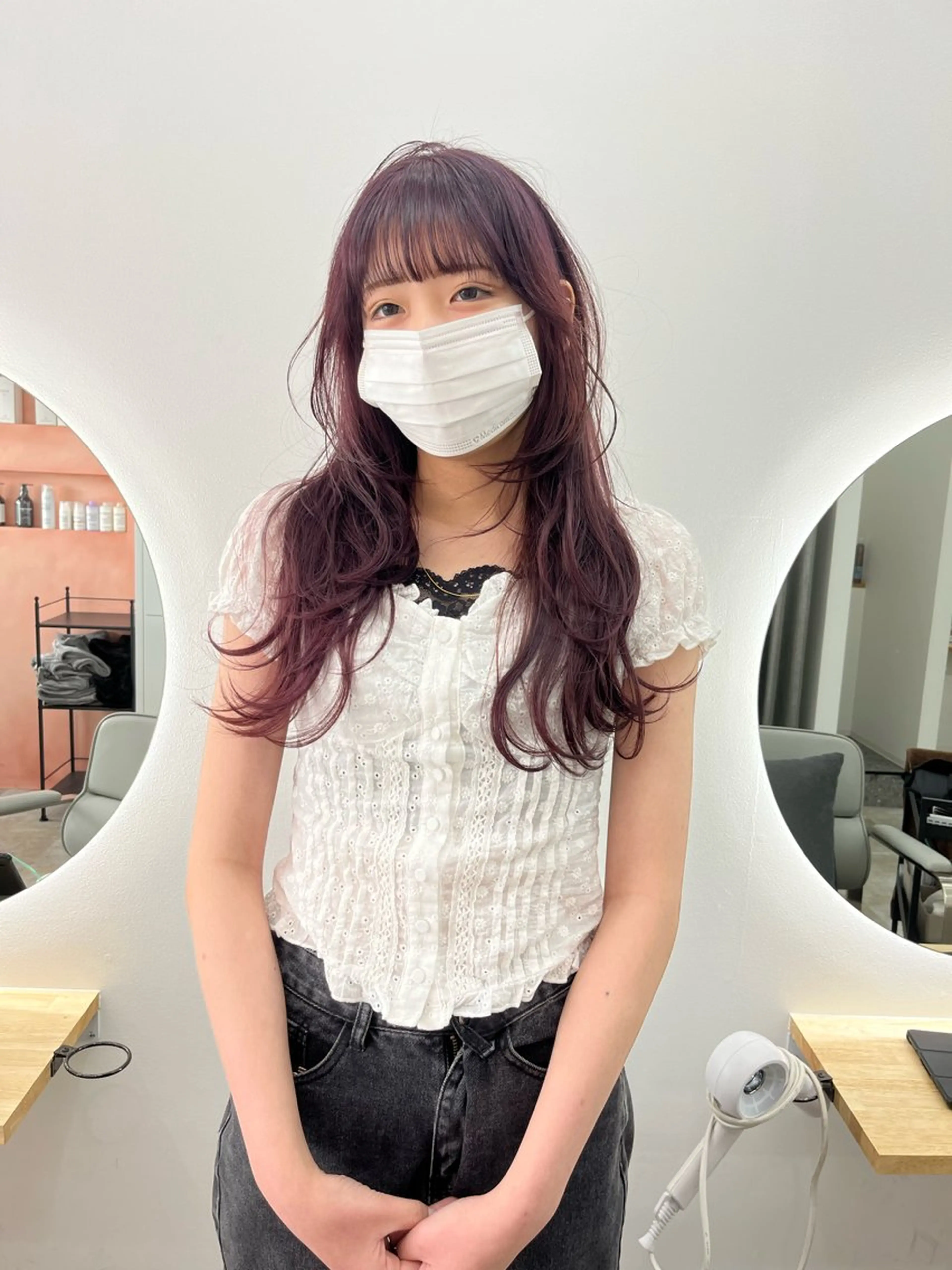 ロング カラー ヘアカラー トリートメント ベージュ⟡˖ブリーチ ˖ ࣪⊹あずきのヘアスタイル