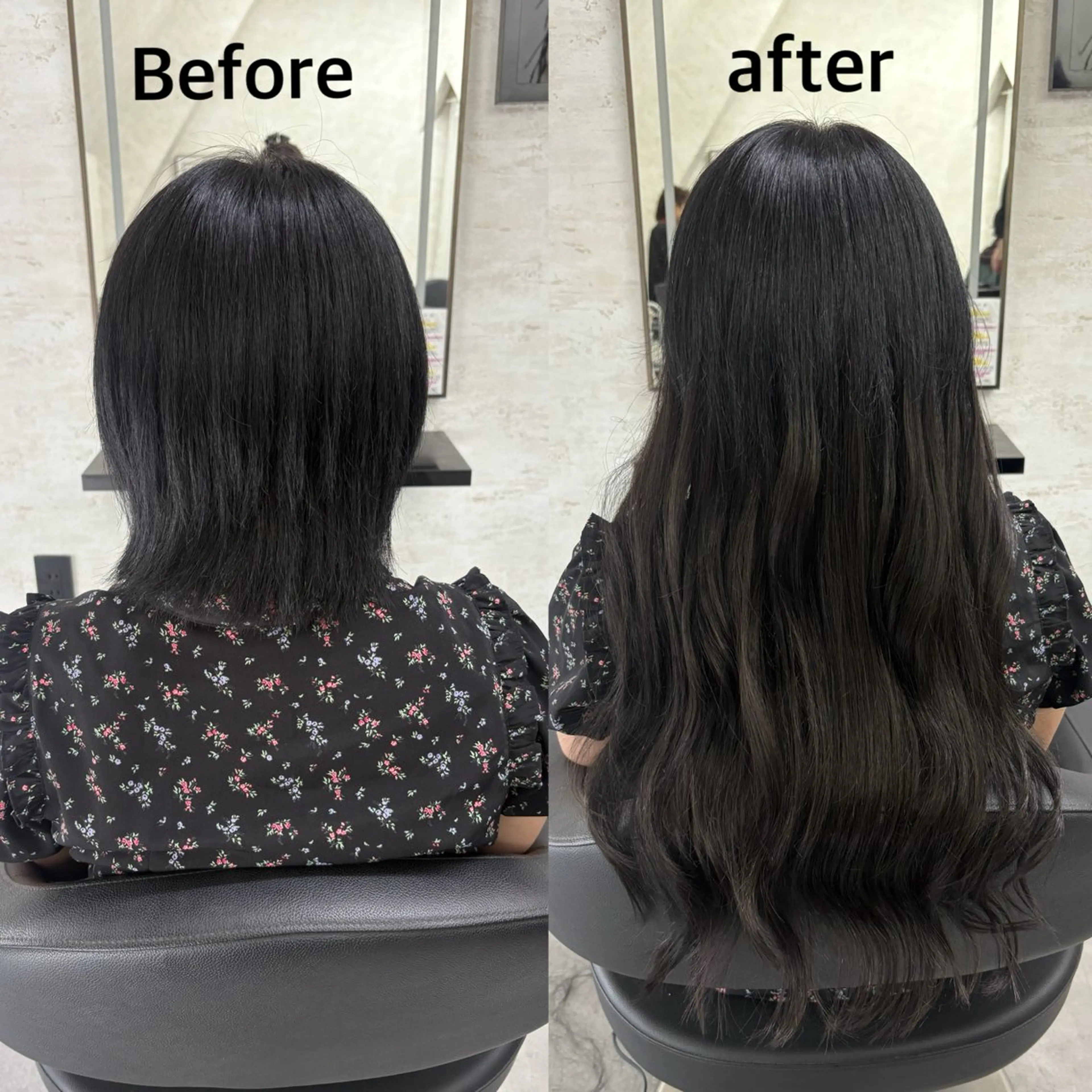 エクステ ブリーチなしカラー レイヤーカットのヘアスタイル