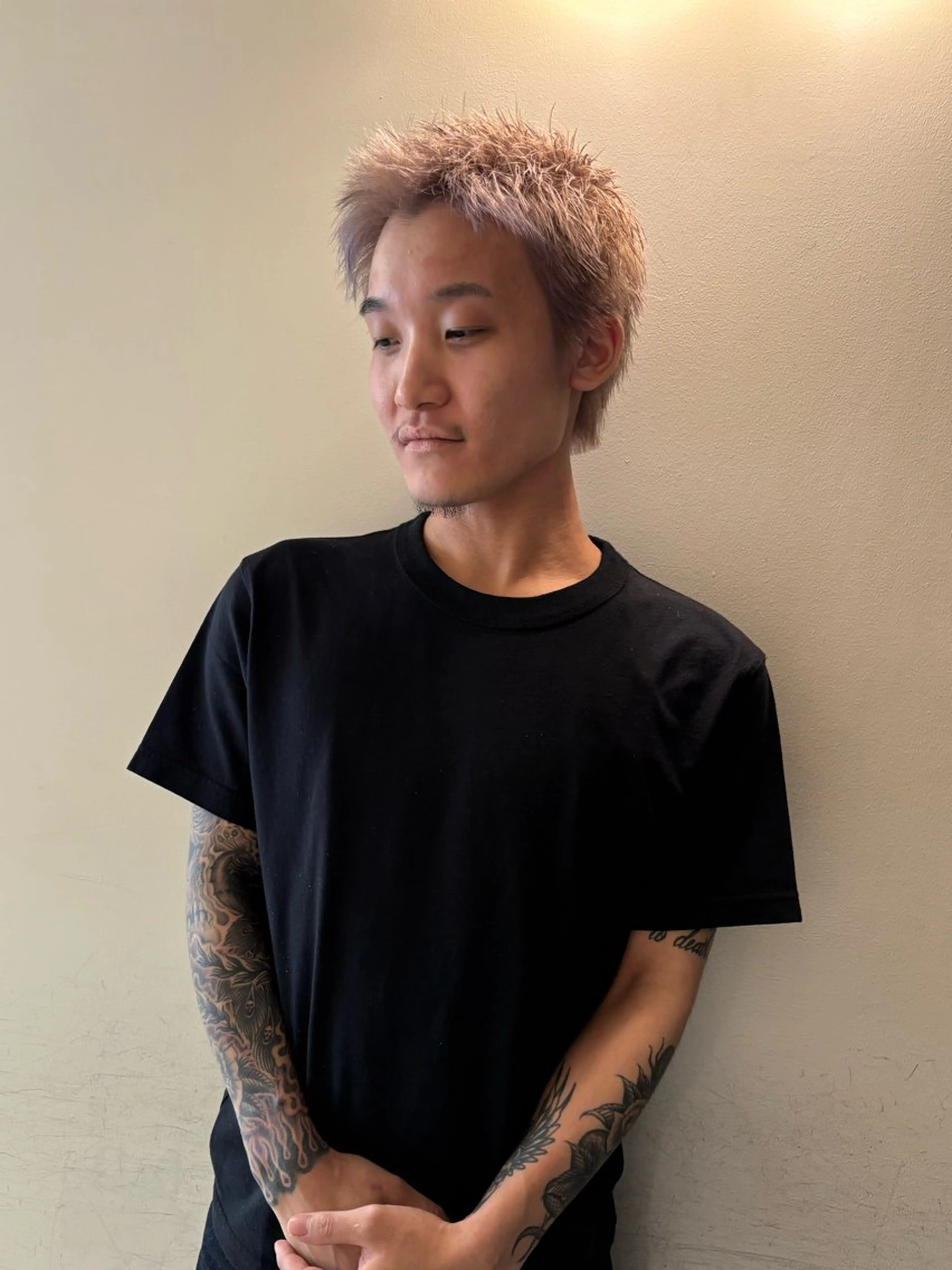 ショート メンズ メンズブリーチ ボブ 顔まわりレイヤー 髪質改善 レイヤーカット カット ヘアカラー MARI ｟津田沼駅｠のヘアスタイル