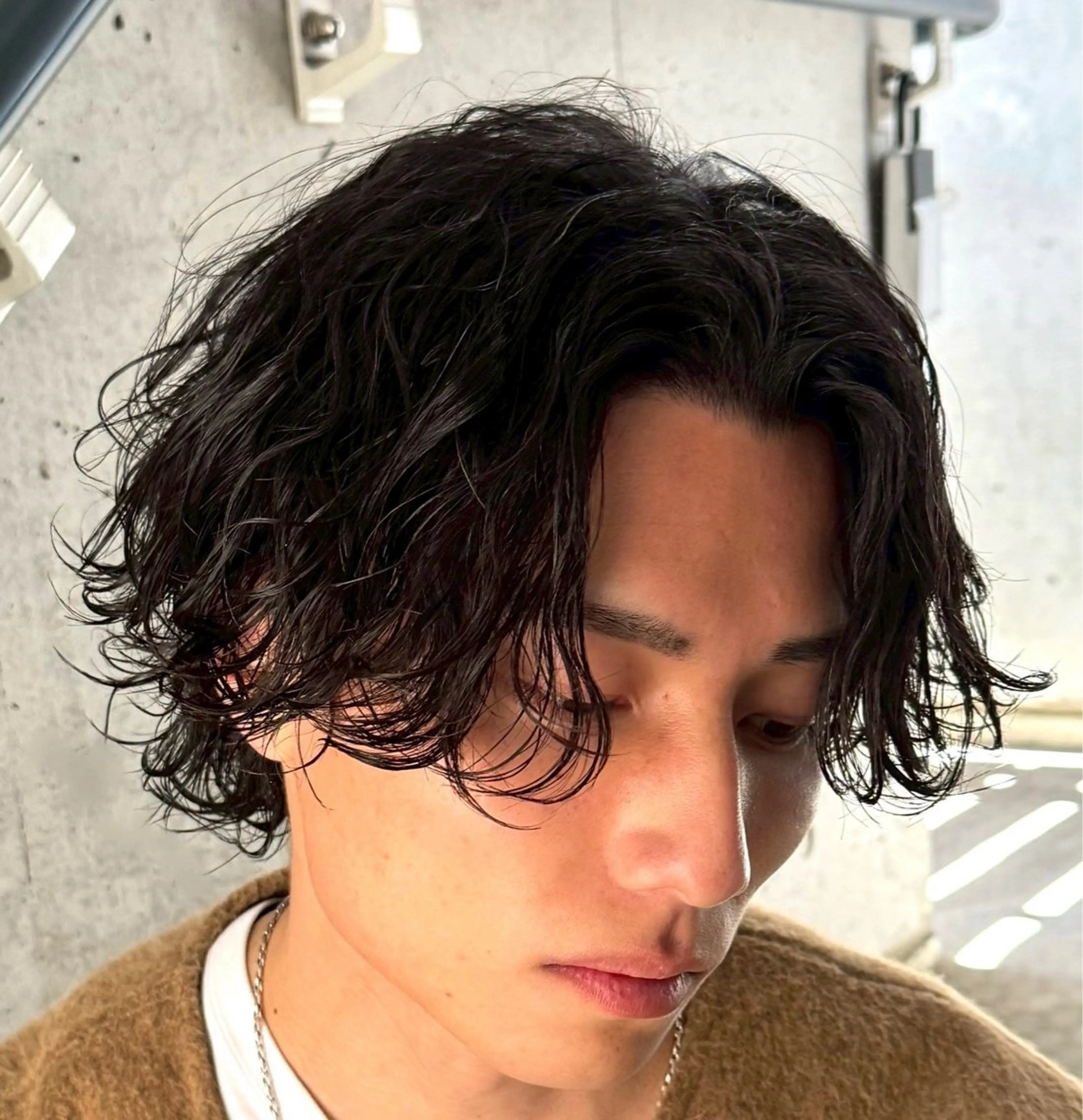 ミディアム パーマ メンズ カット パーマ 瀧本 一樹のヘアスタイル