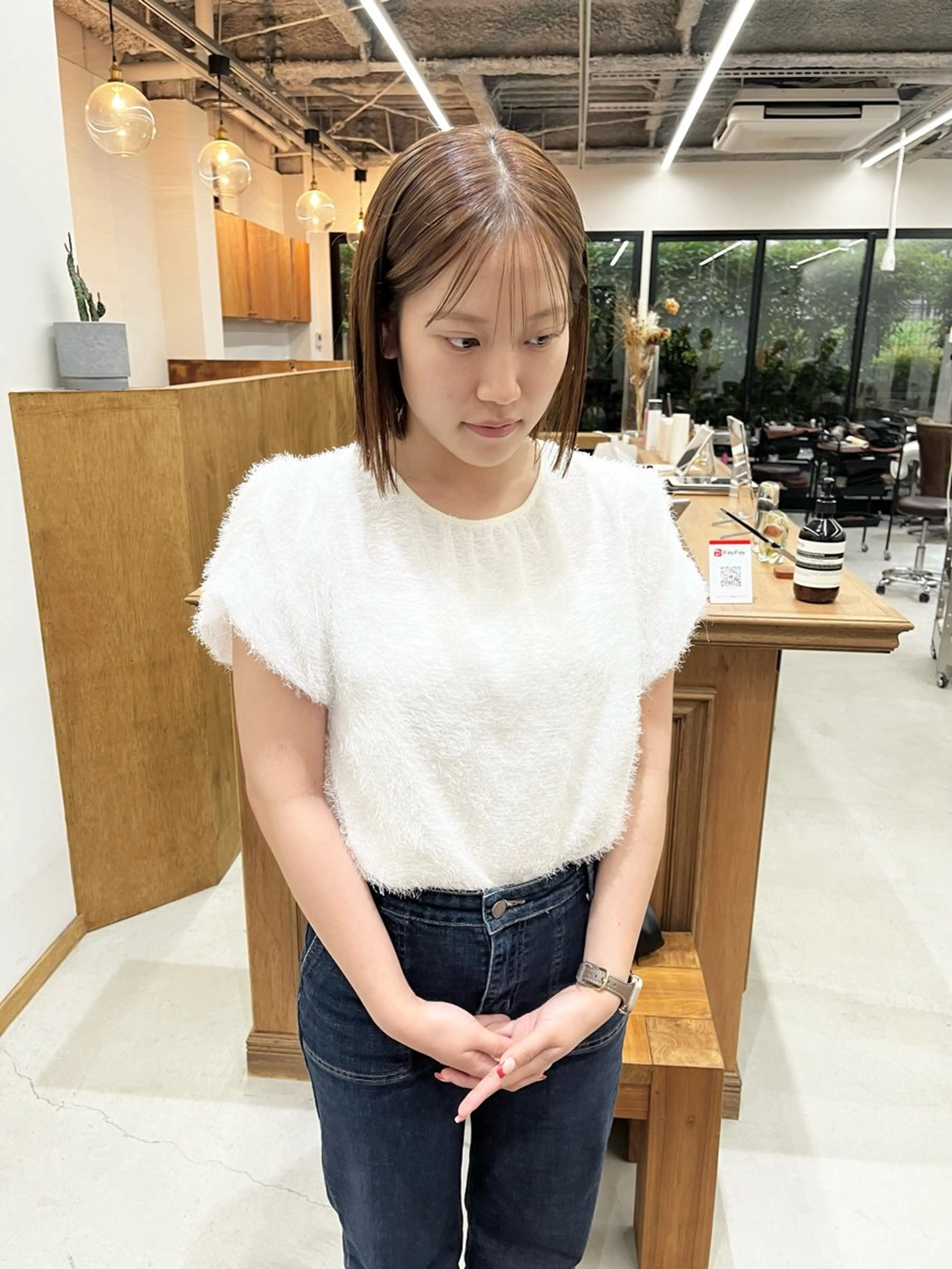 ショート カラー ヘアアレンジ ブリーチ ダブルカラー ブリーチなしカラー ボブ ena/ブリーチなし 暖色・ベージュ🎀のヘアスタイル