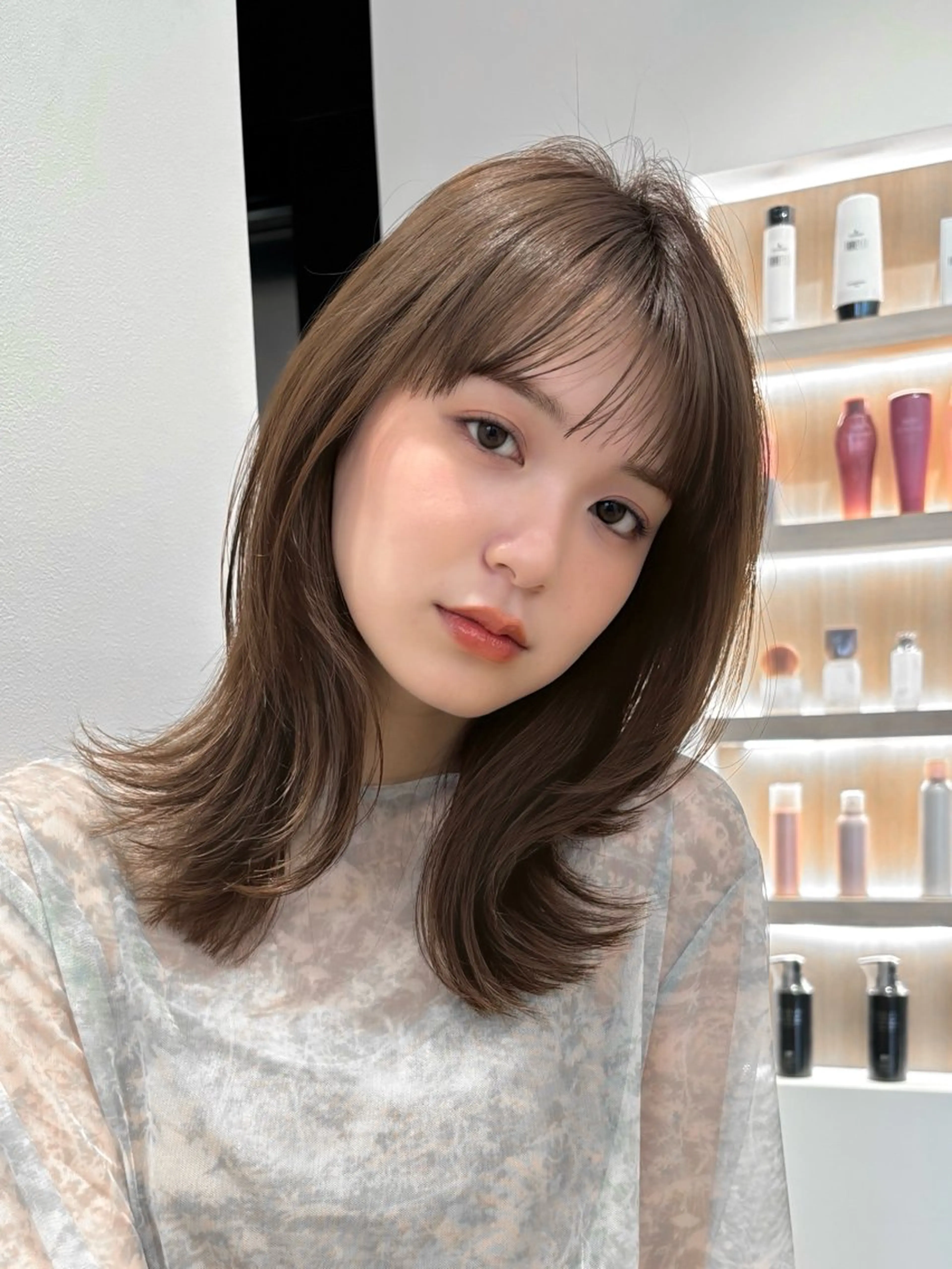 ミディアム カラー カット ヘアカラー ren ボブロブ/ミディアムのヘアスタイル