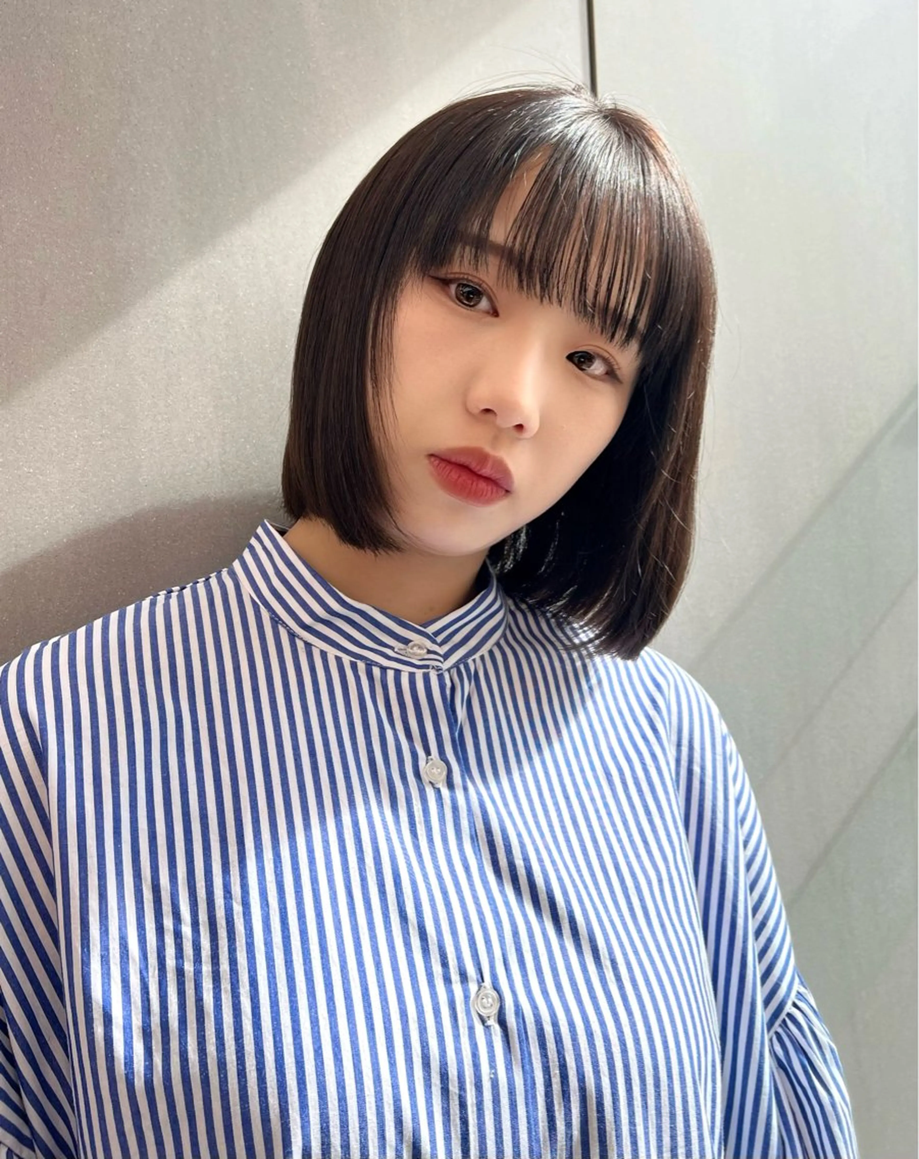 ミディアム ボブ カット ヘアカラー トリートメント 宮嶋 蓮のヘアスタイル