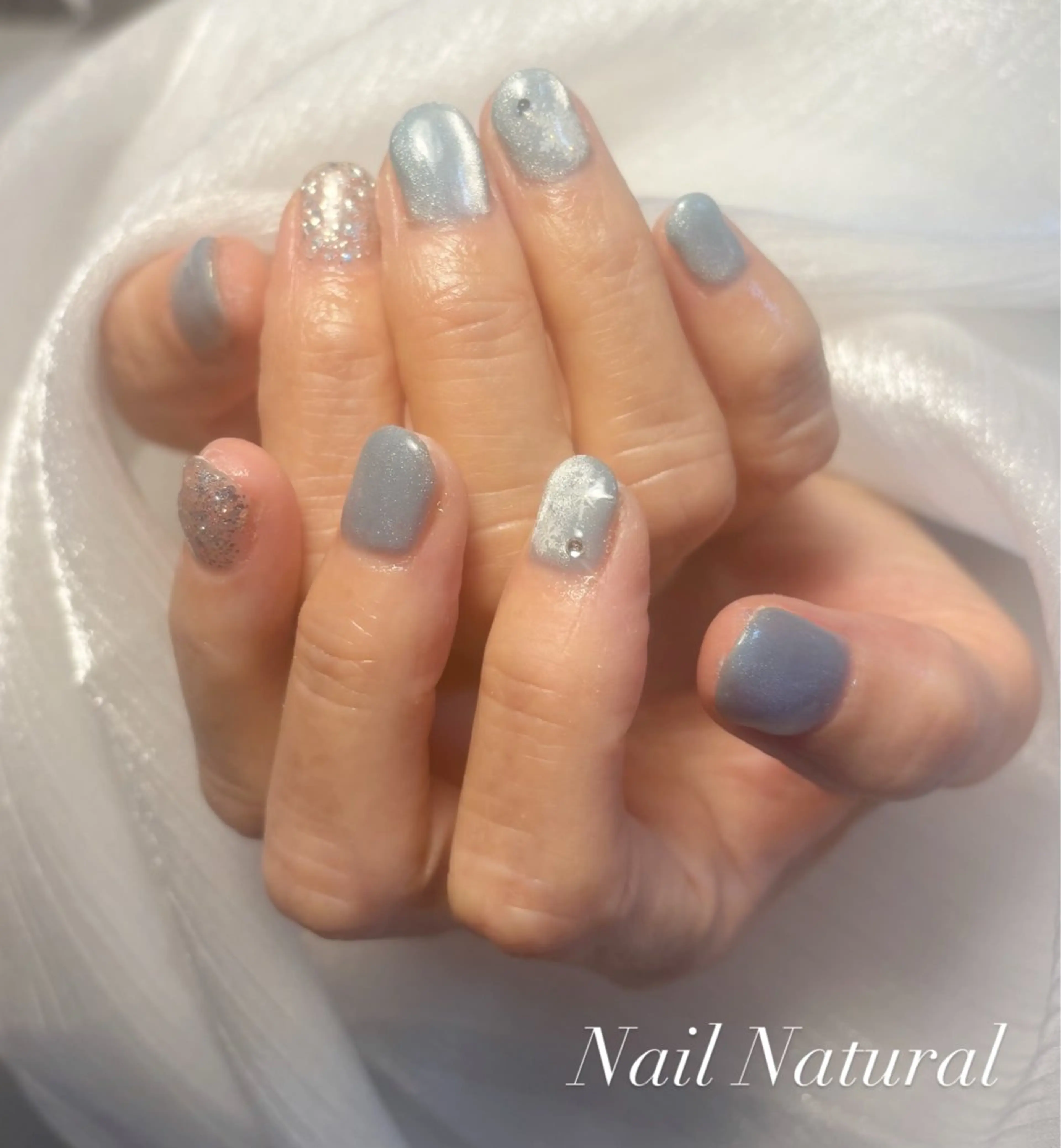 ネイル フラッシュネイル フットネイル フレンチネイル ジェルネイル ガラスフレンチ ハンドネイル Nail salon Natulalのネイルデザイン