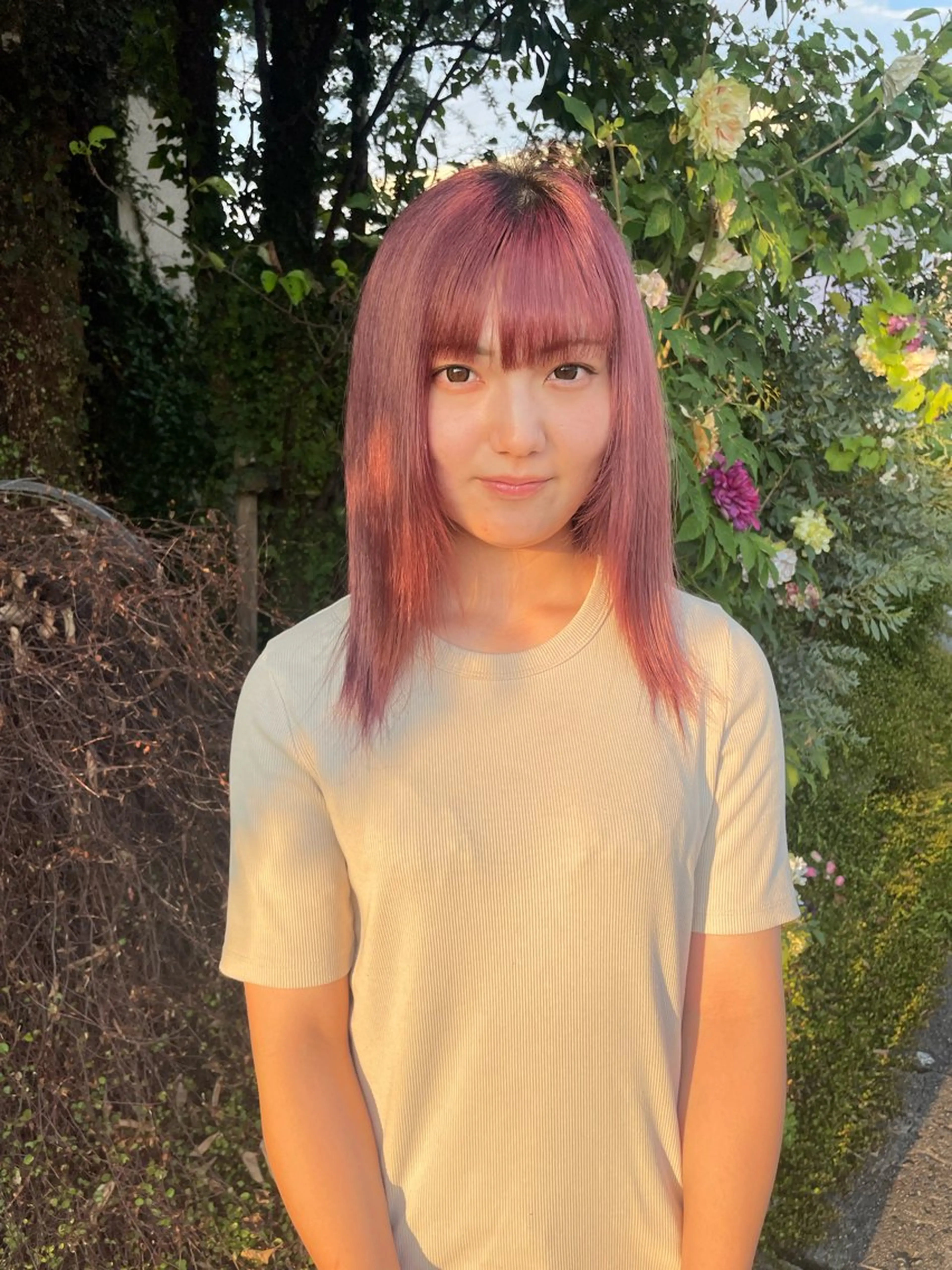 カラー ブリーチ ケアブリーチ 透明感カラー ピンクカラー RINKA 岡崎美容室のヘアスタイル