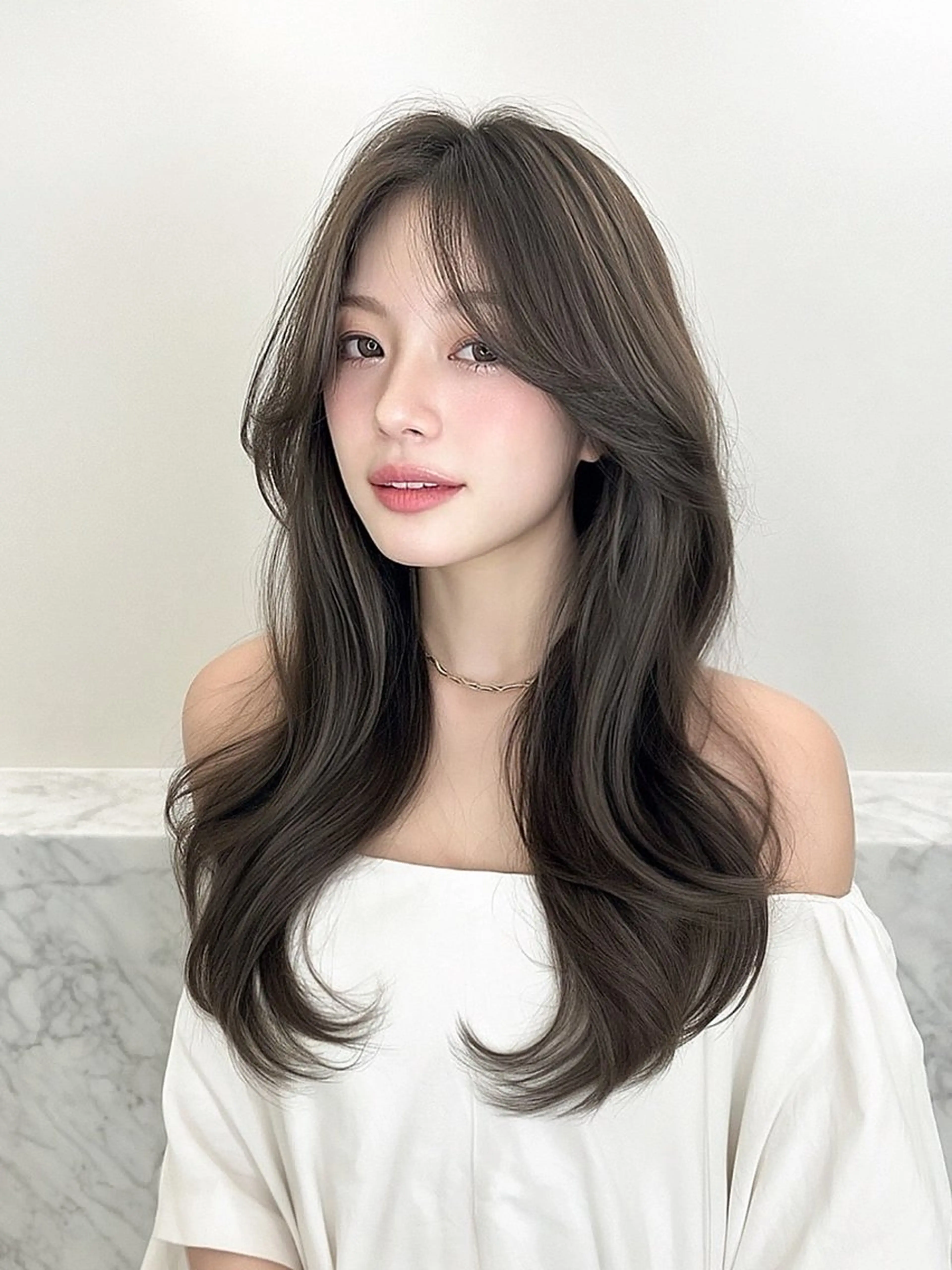 ロング カット ヘアカラー トリートメント シンタニ ナオトのヘアスタイル