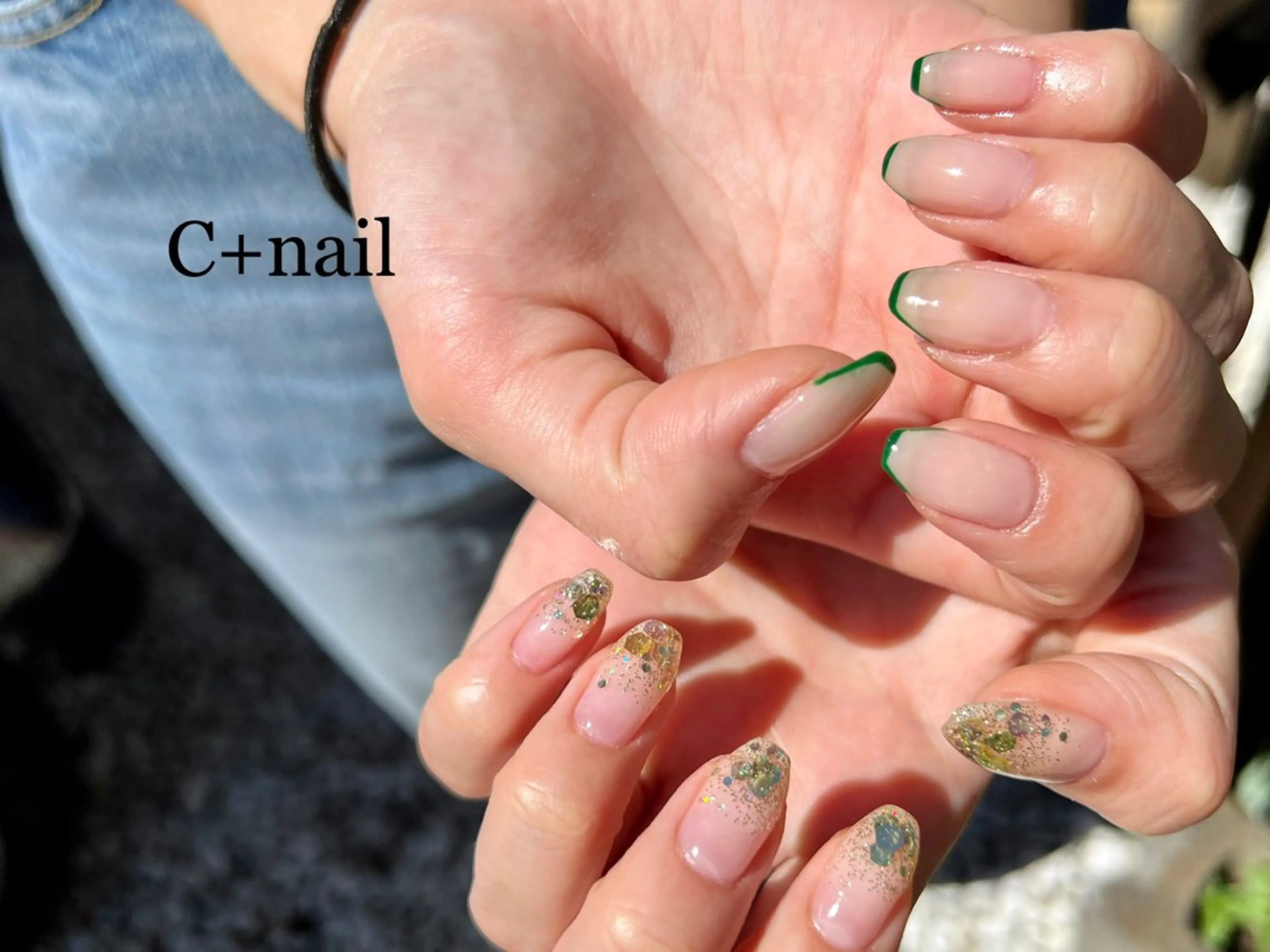 ネイル フレンチネイル ラメ(グリッター) ラメグラデーション ハンドネイル ✴︎ C+nailのネイルデザイン