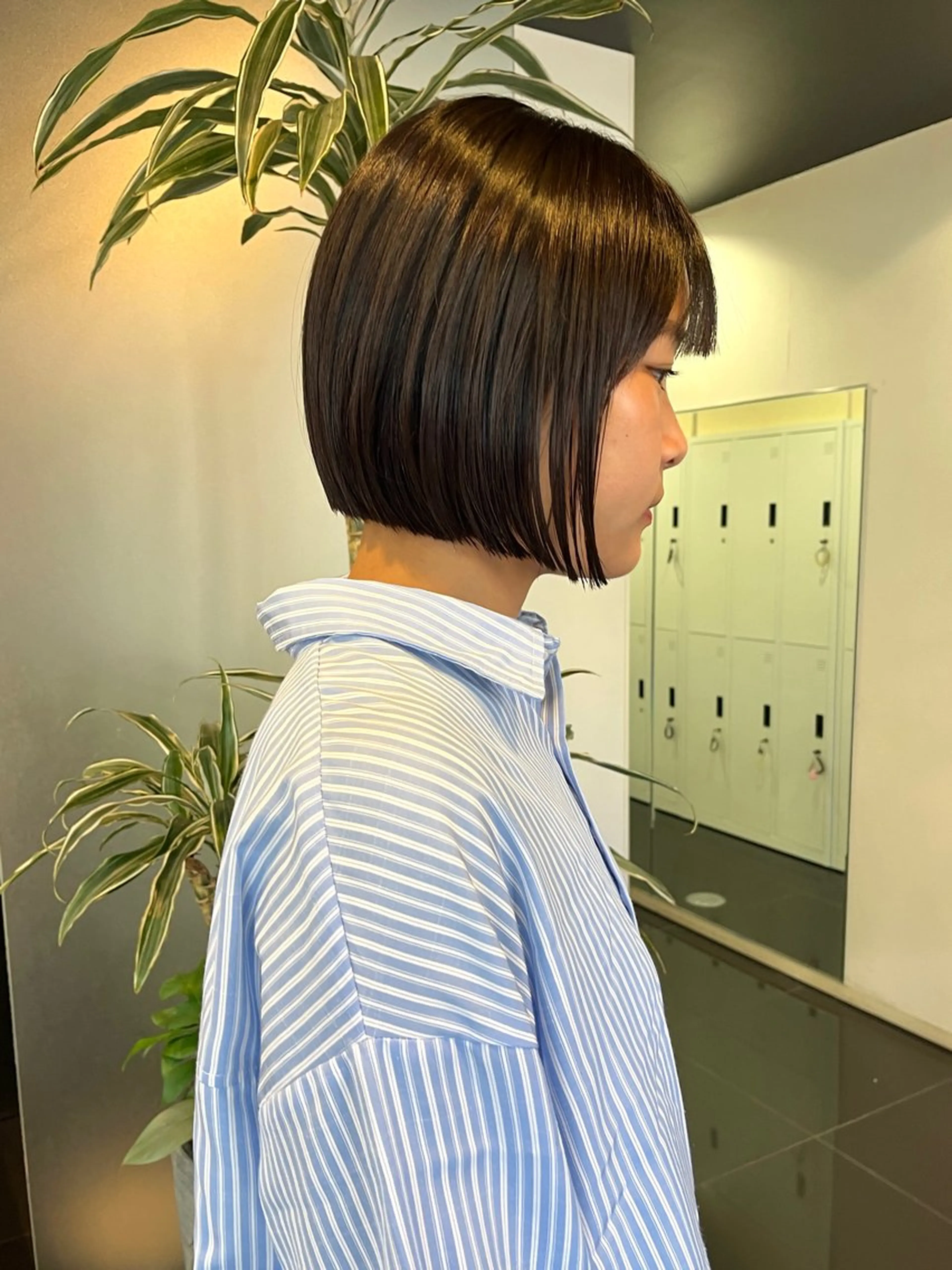ミディアム ショートボブ ボブ くびれヘア ハイライト 髪質改善 髪質改善・酸性・ ストレート　Maruのヘアスタイル