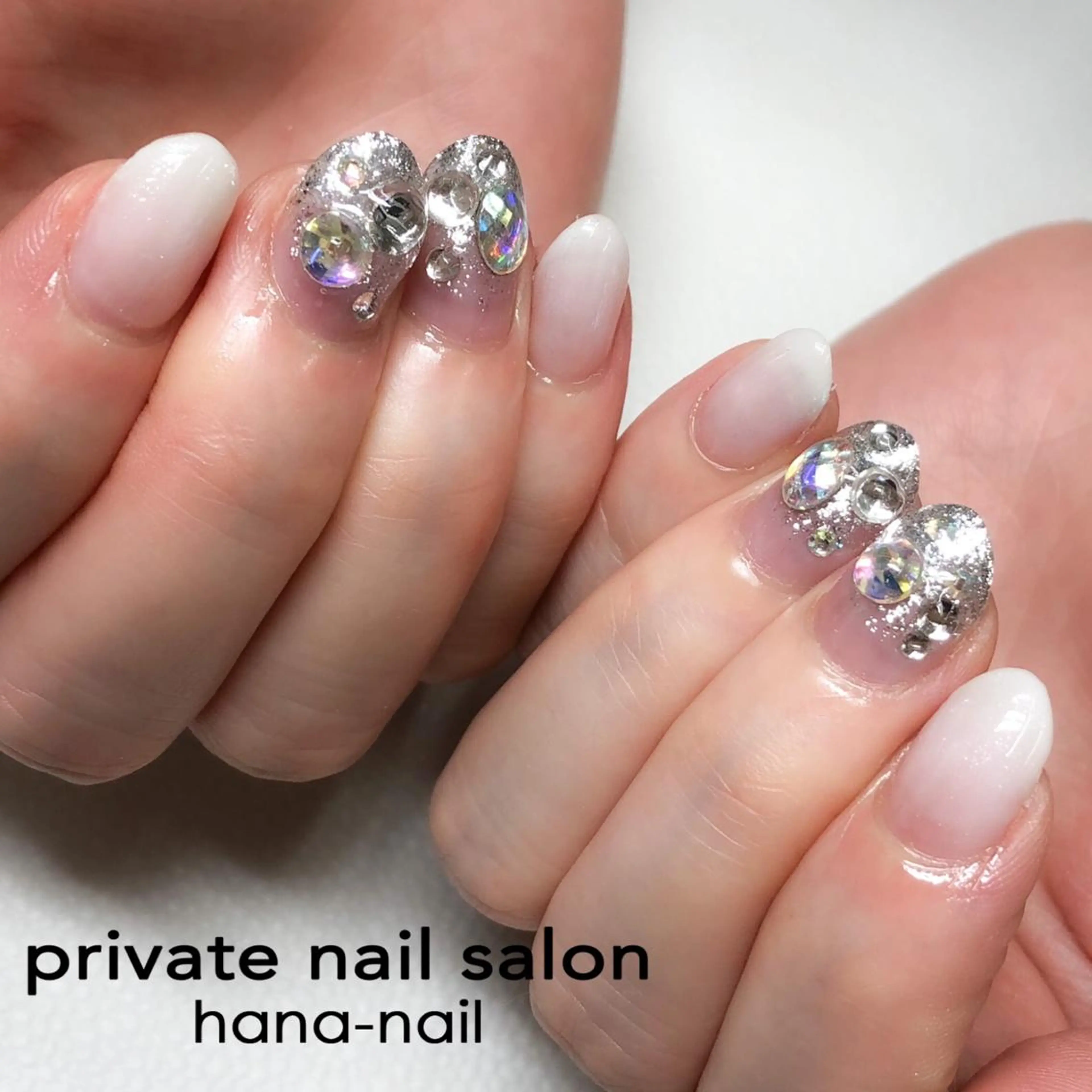 ネイル ストーンネイル HANA-NAILハナネイル福山所属・Kao hana-nailのネイルデザイン