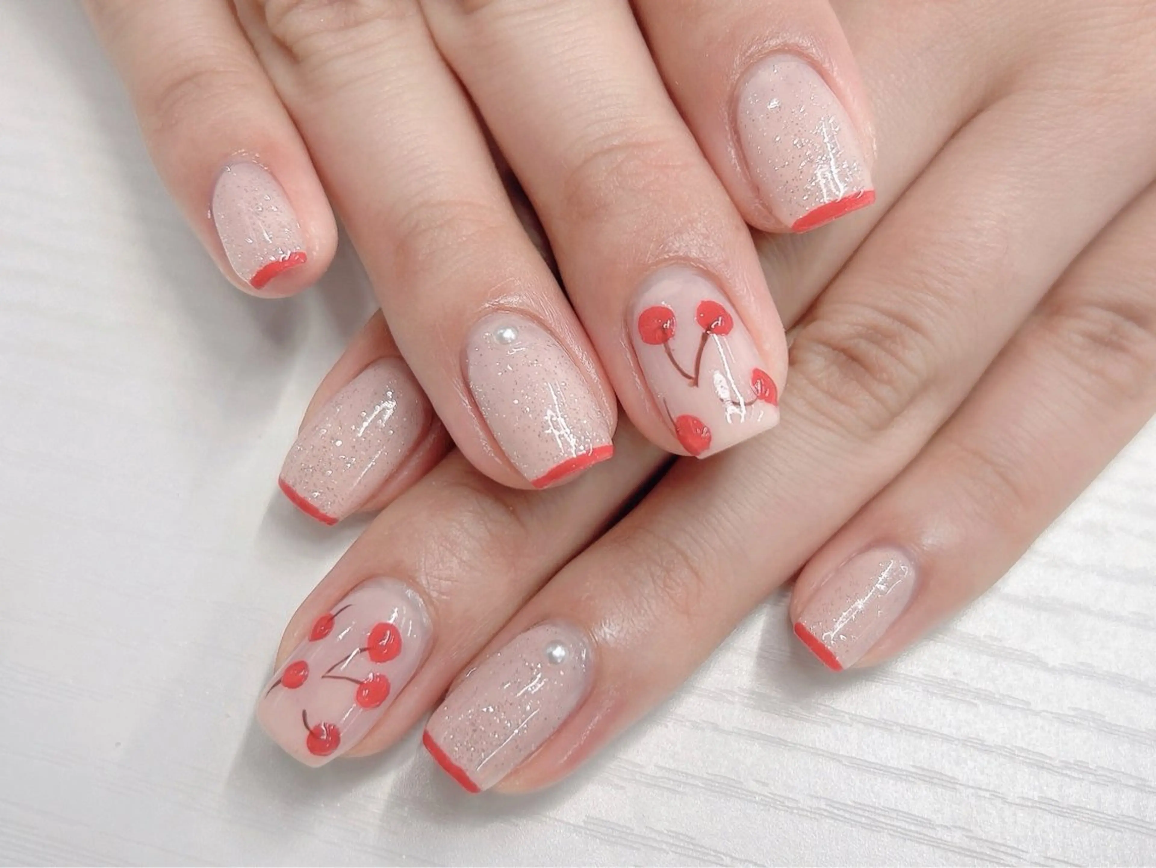 ネイル アートネイル 桜ネイル フラッシュネイル フレンチネイル ハンドネイル Forca total studio所属・Forca Airaのネイルデザイン