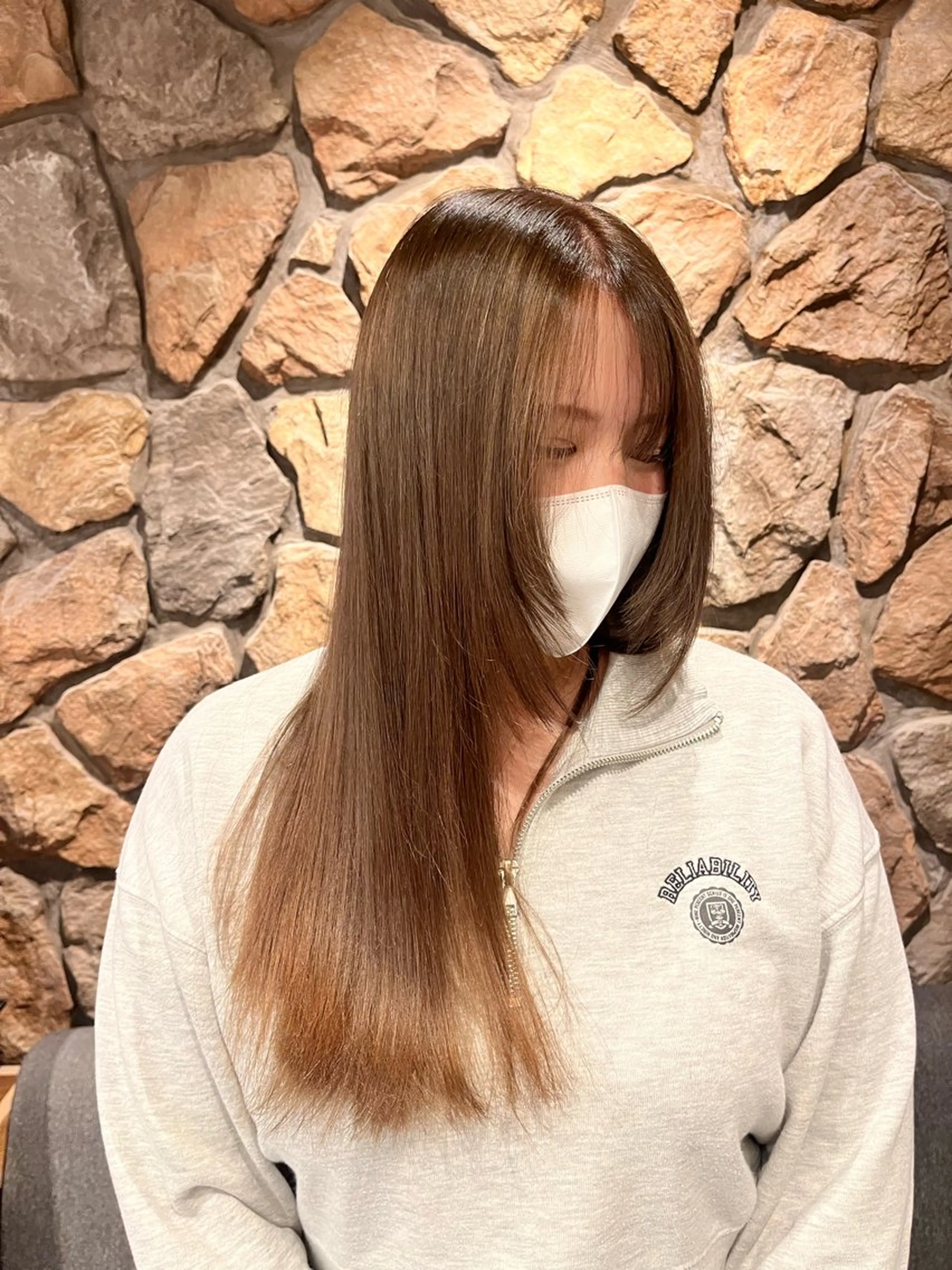 ロング ヘアカラー トリートメント まろやかなベージュ 小池春樹のヘアスタイル