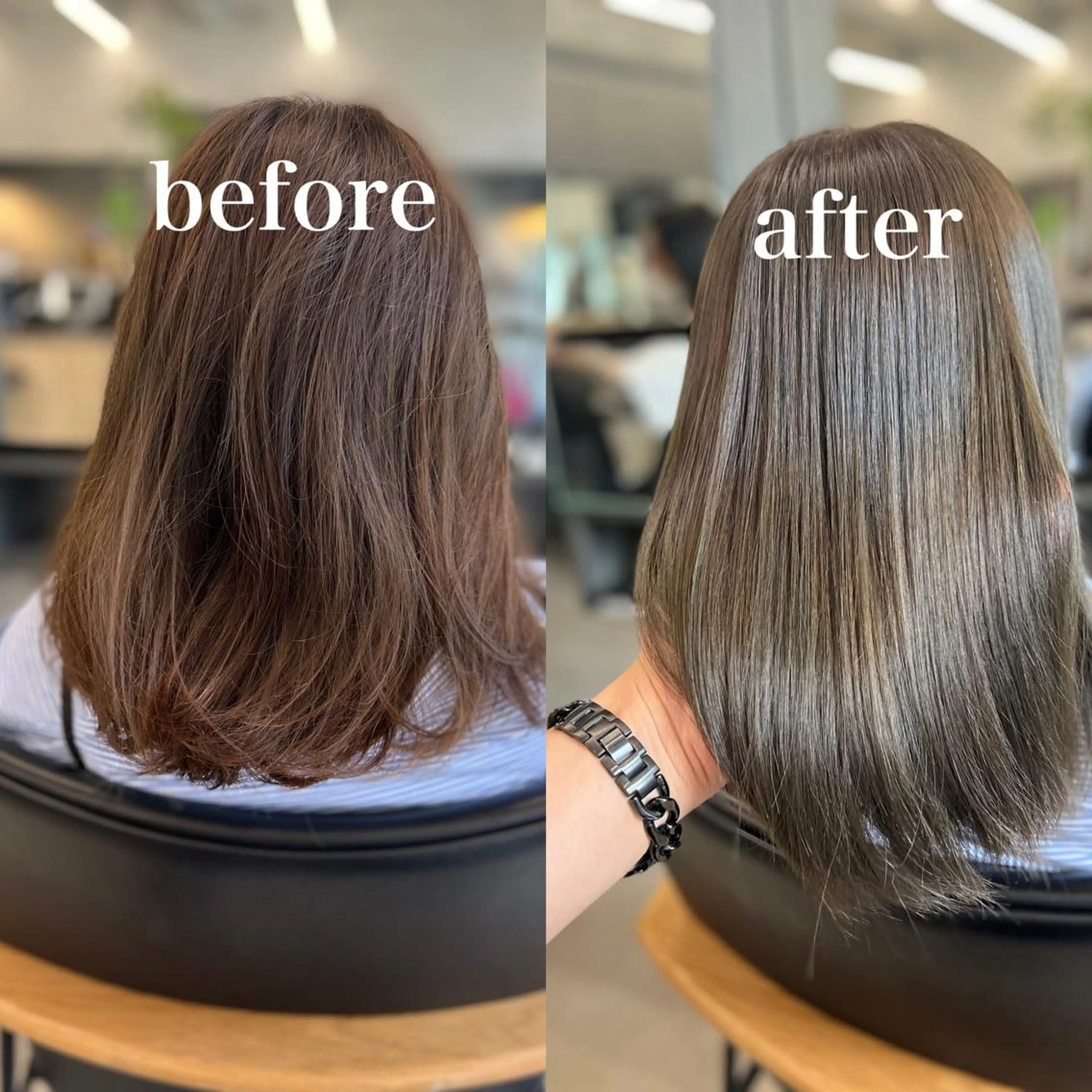 ミディアム カラー ベージュカラー オリーブベージュ 伸ばしかけ レイヤーカット カット ヘアカラー 誰よりも丁寧なカット 🍀小林輝のヘアスタイル