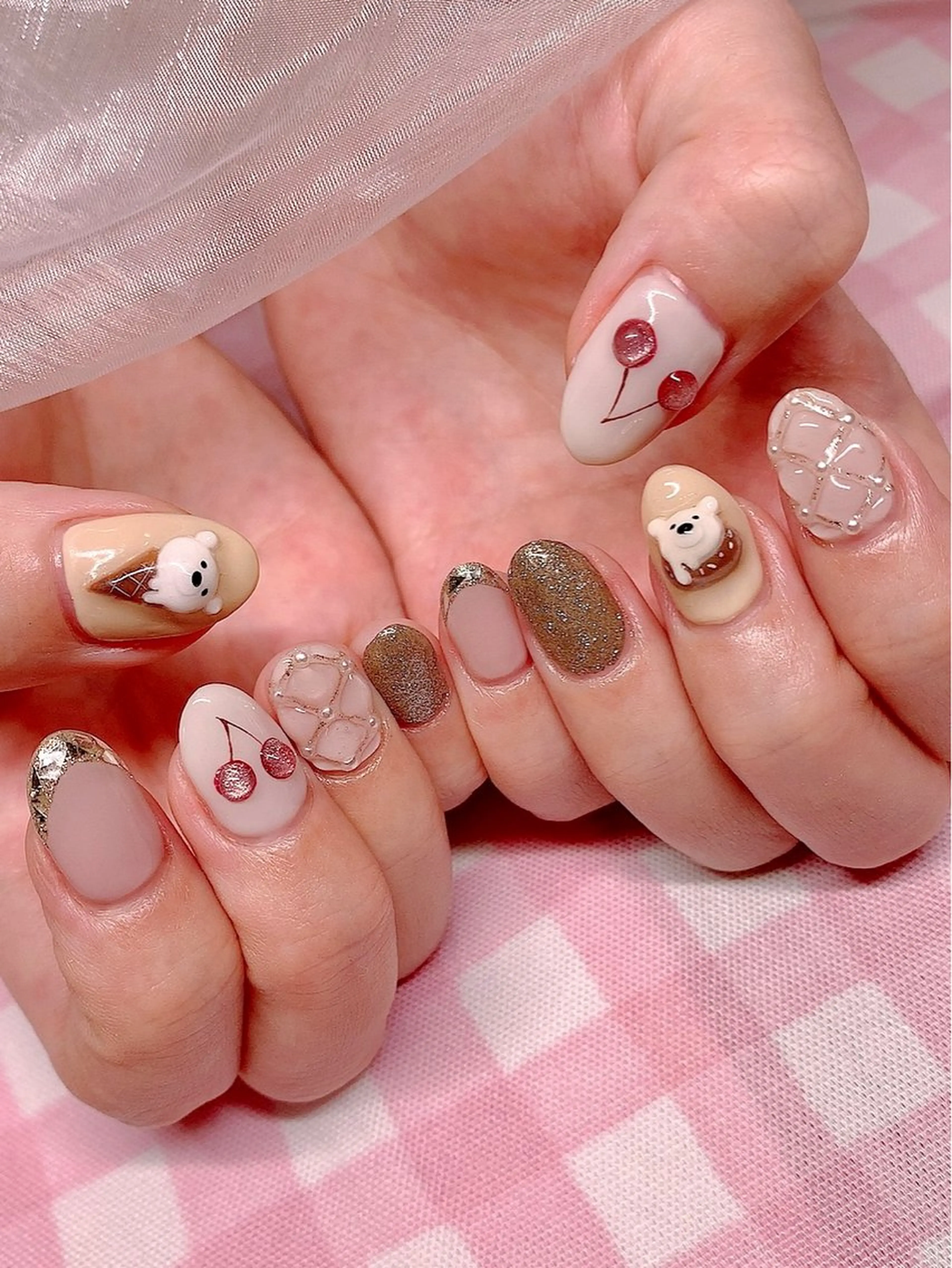 ネイル アートネイル キラキラネイル 韓国ネイル ラメ(グリッター) 持ち込み シェアサロンLei.g(レイジー)所属・3Dアートネイル💗 都築レナのネイルデザイン