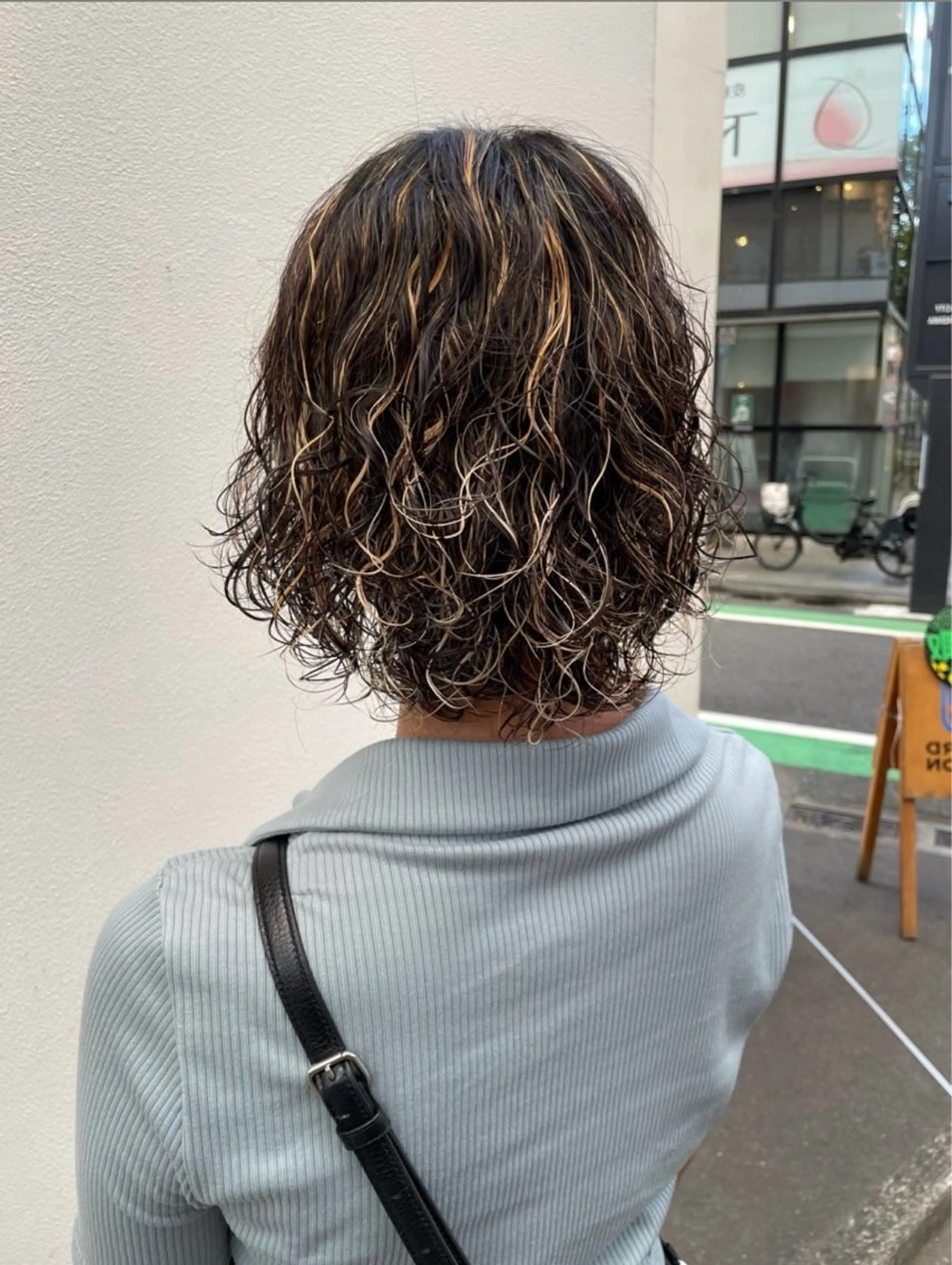 セミロング カラー パーマ 傷ませないカラー・ ボブ・リクト💥のヘアスタイル